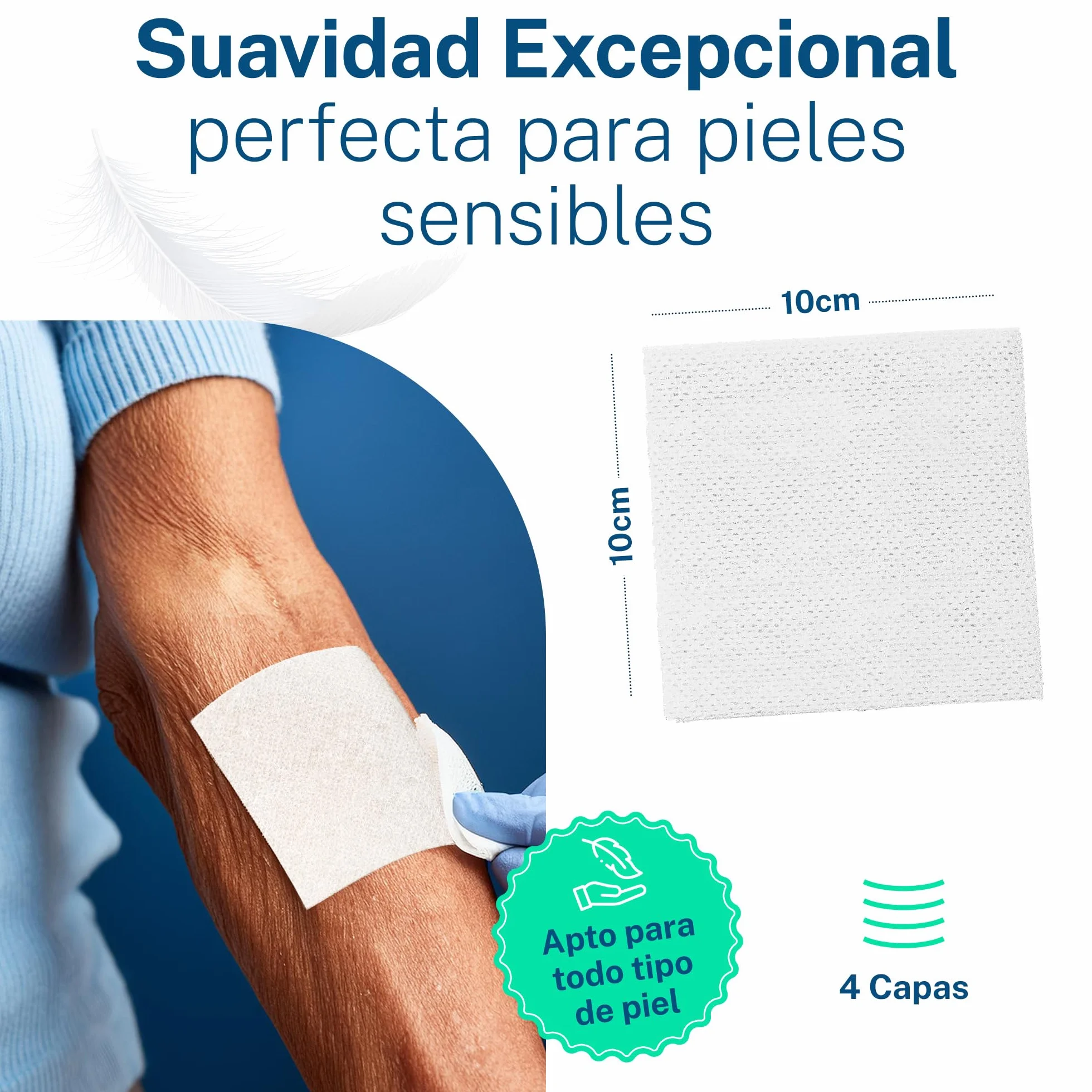 Gasas Estériles no tejidas 10x10 cm 100 unidades para el cuidado de heridas