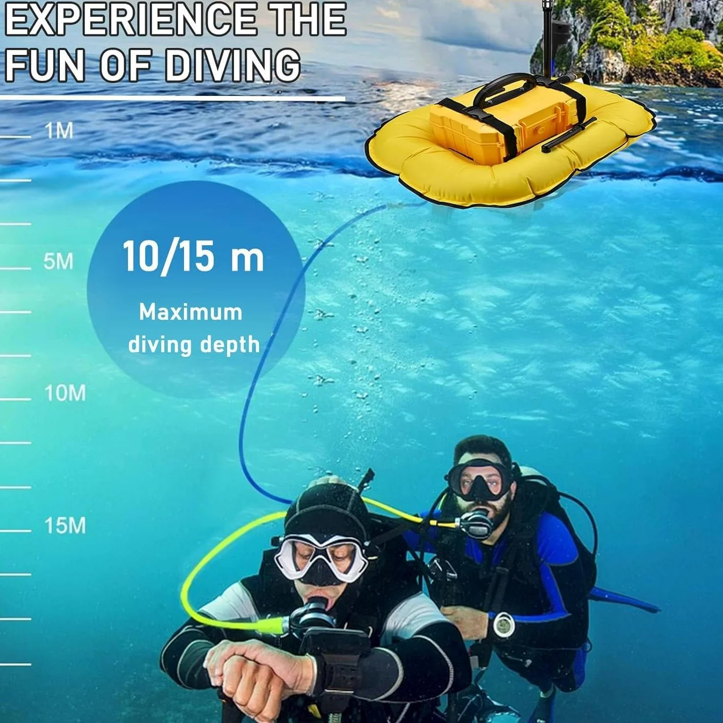 Dispositivo de buceo eléctrico, compresor de buceo respirable subacuático, refrigeración por agua circulante inalámbrica, 3 horas de resistencia, con manguera extraíble y regulador de buceo