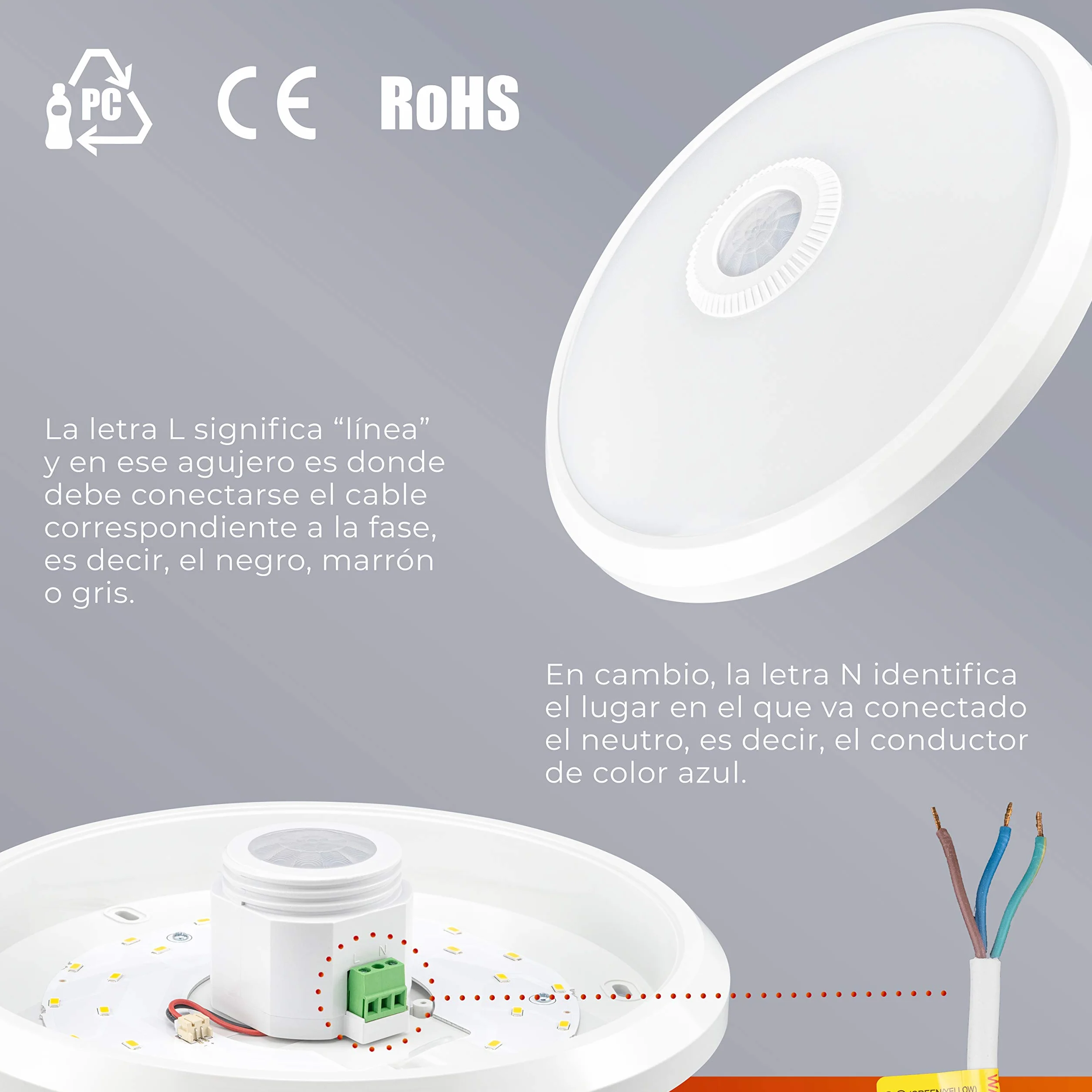 Popp® Plafón LED con Sensor de Movimientos IP20 16W 4000K 1150Lumen SMD2835 SM-11B Pack 1 unidad