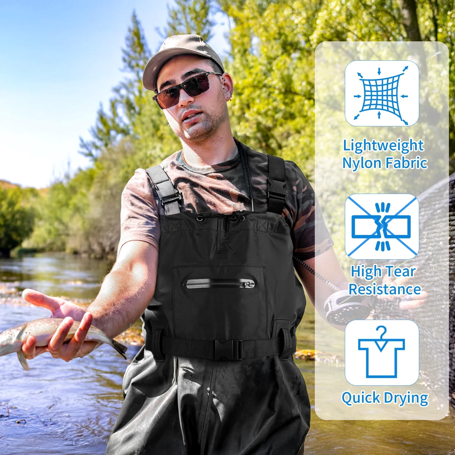 SWAWIS Vadeadores de Pesca para Hombres Impermeables Transpirables Mujeres Caza Vadeadores Transpirables e Impermeables, Ideales para Obras de Construcción, Pesca y Granjas 42-46W