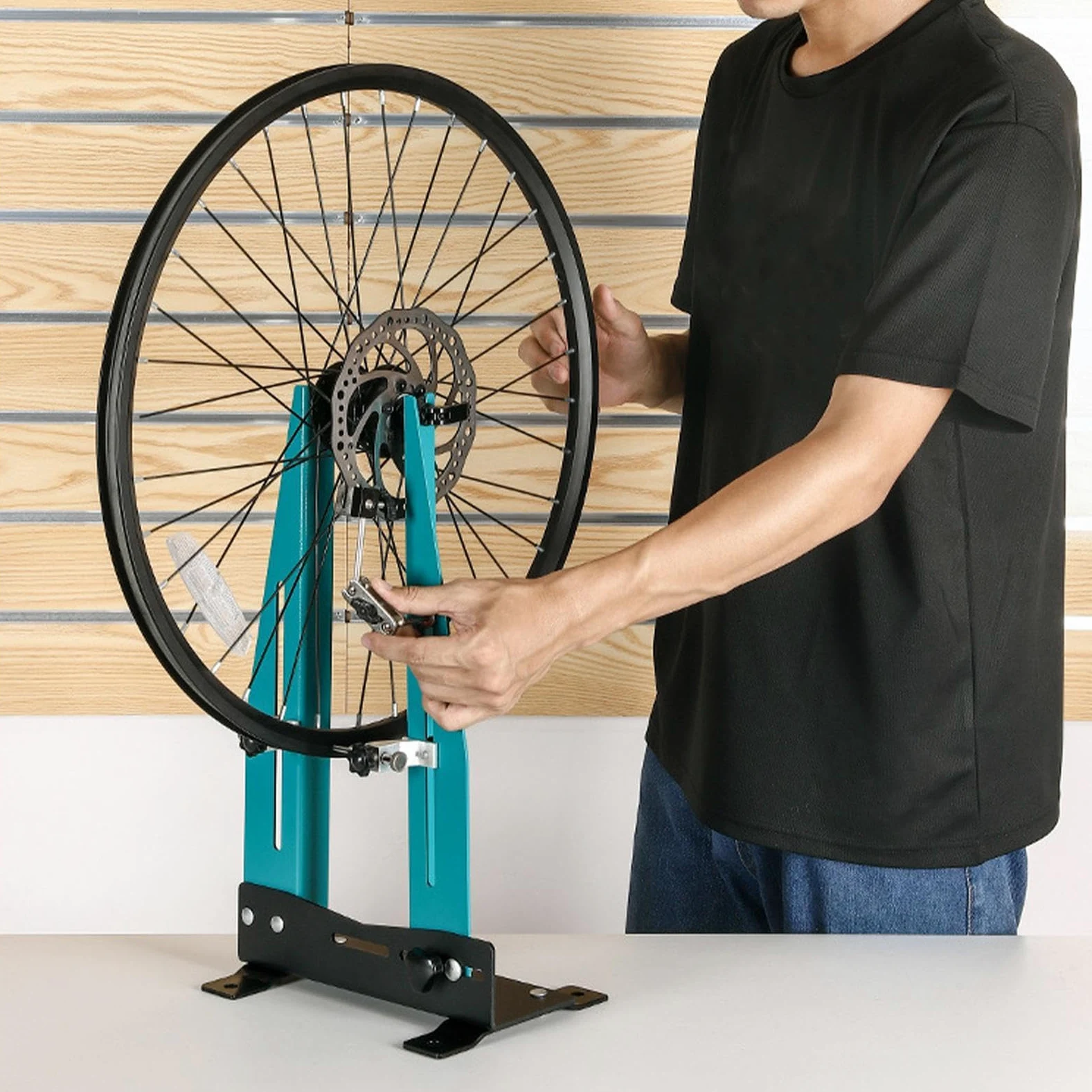 Soporte de alineación de rueda biciclo – Mesa de afinación de llantas de | dos ciclos, soporte de rueda trasera de dos ciclos | Soporte de calibración de ciclo, llantas de mantenimiento de ruedas