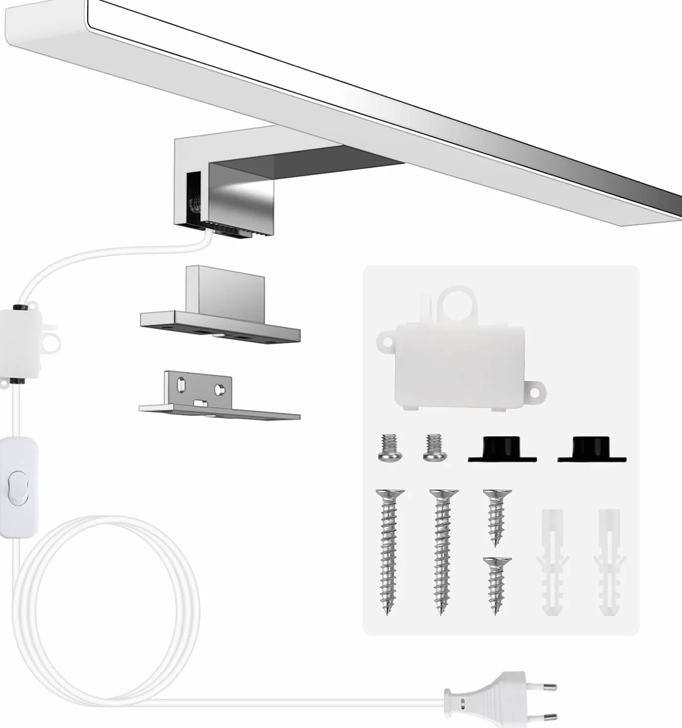Lámpara de Espejo Baño 40CM con Interruptor 10W 6500K 820LM Blanco Frío a Prueba de Agua 230V Clase II