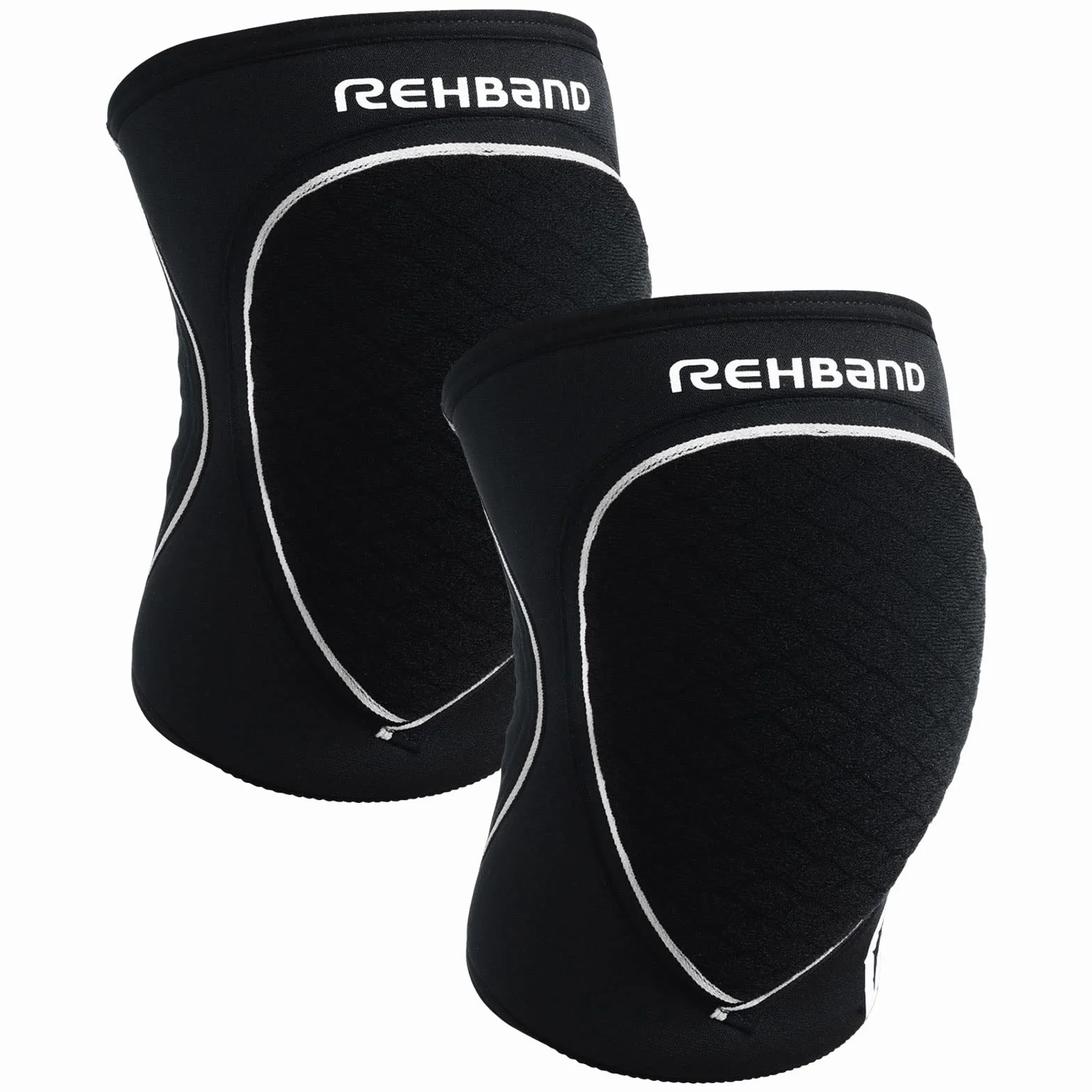 Rehband Rodilleras deportivas de neopreno para voleibol, balonmano y deportes de sala, ajuste ceñido y cómodo, protección de rodilla unisex, negro, 1 par, talla M