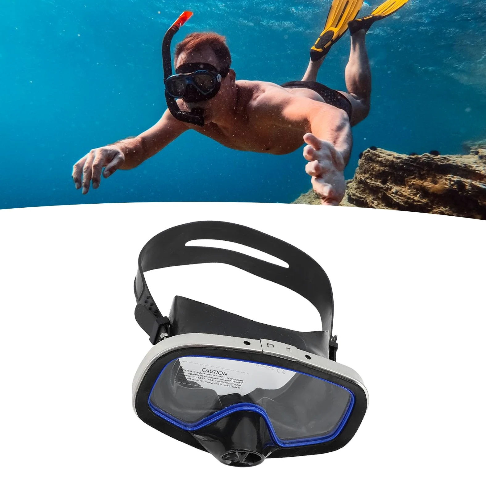 Generic Gafas de Buceo, Lentes de Vidrio Templado a Prueba de Agua de Silicona, Gafas Subacuáticas con Vista Clara para Bucear, Nadar, a Prueba de Arañazos, Cómodas para Bucear
