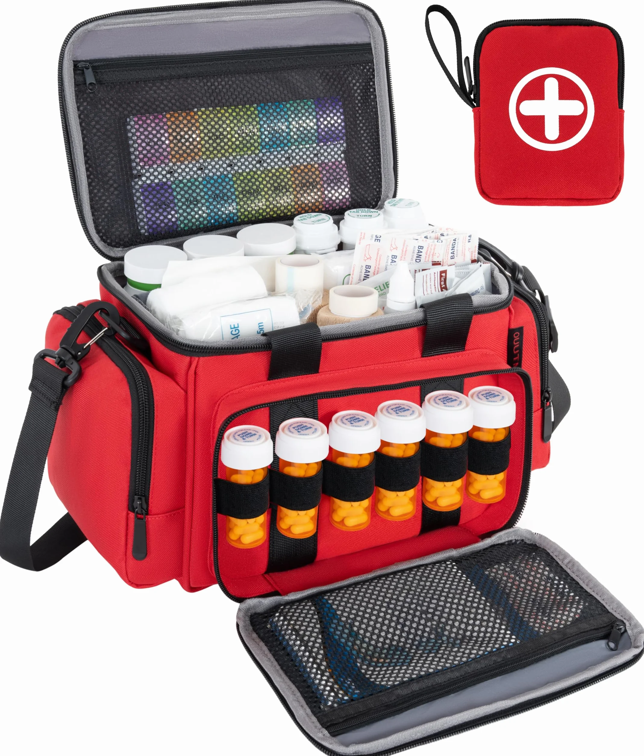 Profesional Bolsa de primeros auxilios grande vacía rojo para enfermeras médico hogar viaje emergencia