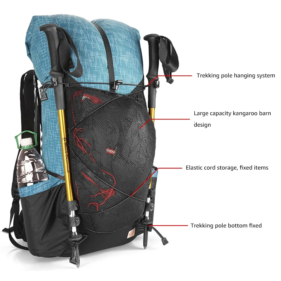 3FULGEAR - Mochila de senderismo para hombres y mujeres, 56L (40+16), ligera, para acampar al aire libre, mochila de senderismo
