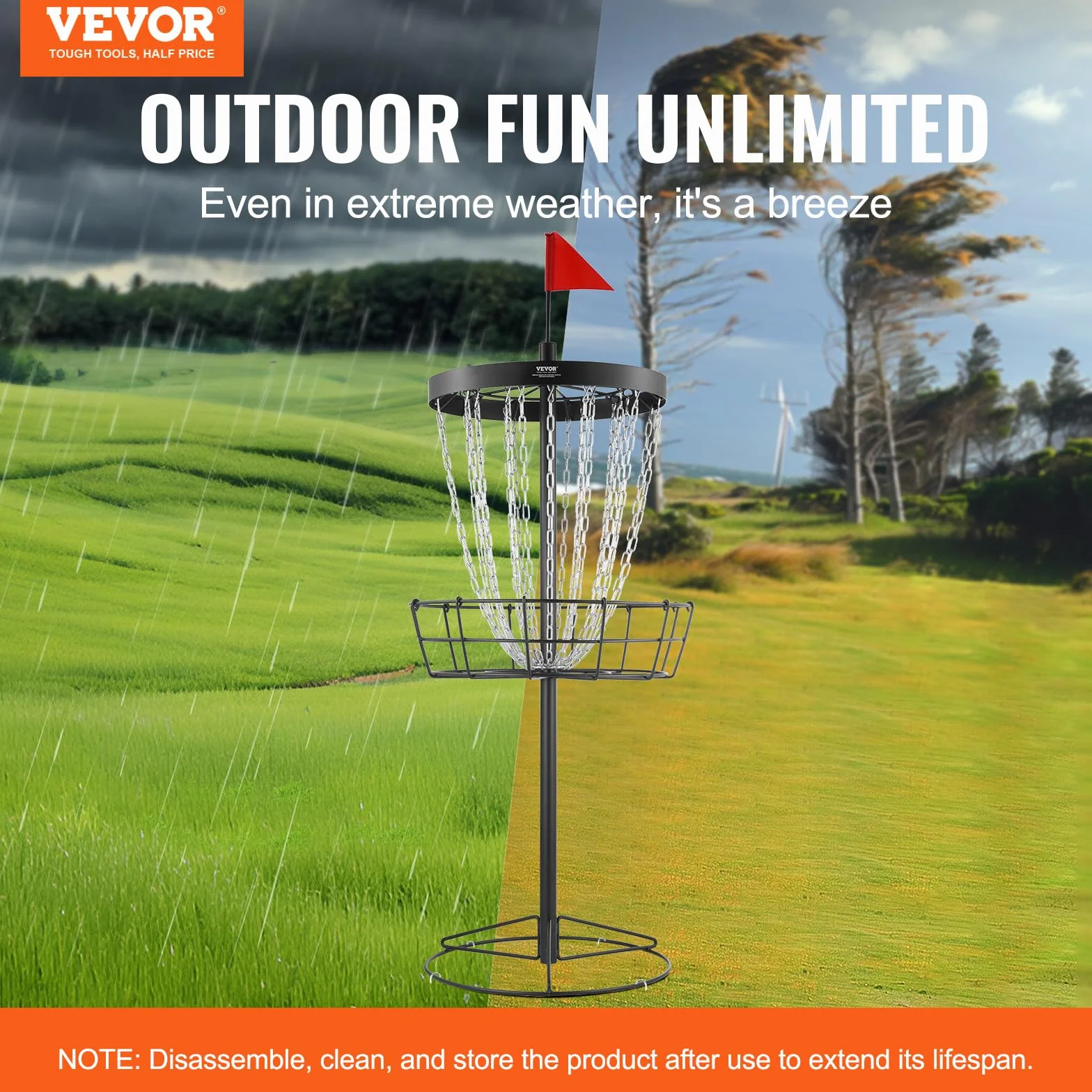 VEVOR Canasta de Golf con Disco de 24 Cadenas Objetivo de Golf con Disco de Acero Portátil Canasta de Golf con Disco para Uso Interior y Exterior, Equipo de Entrenamiento Profesional, Negro