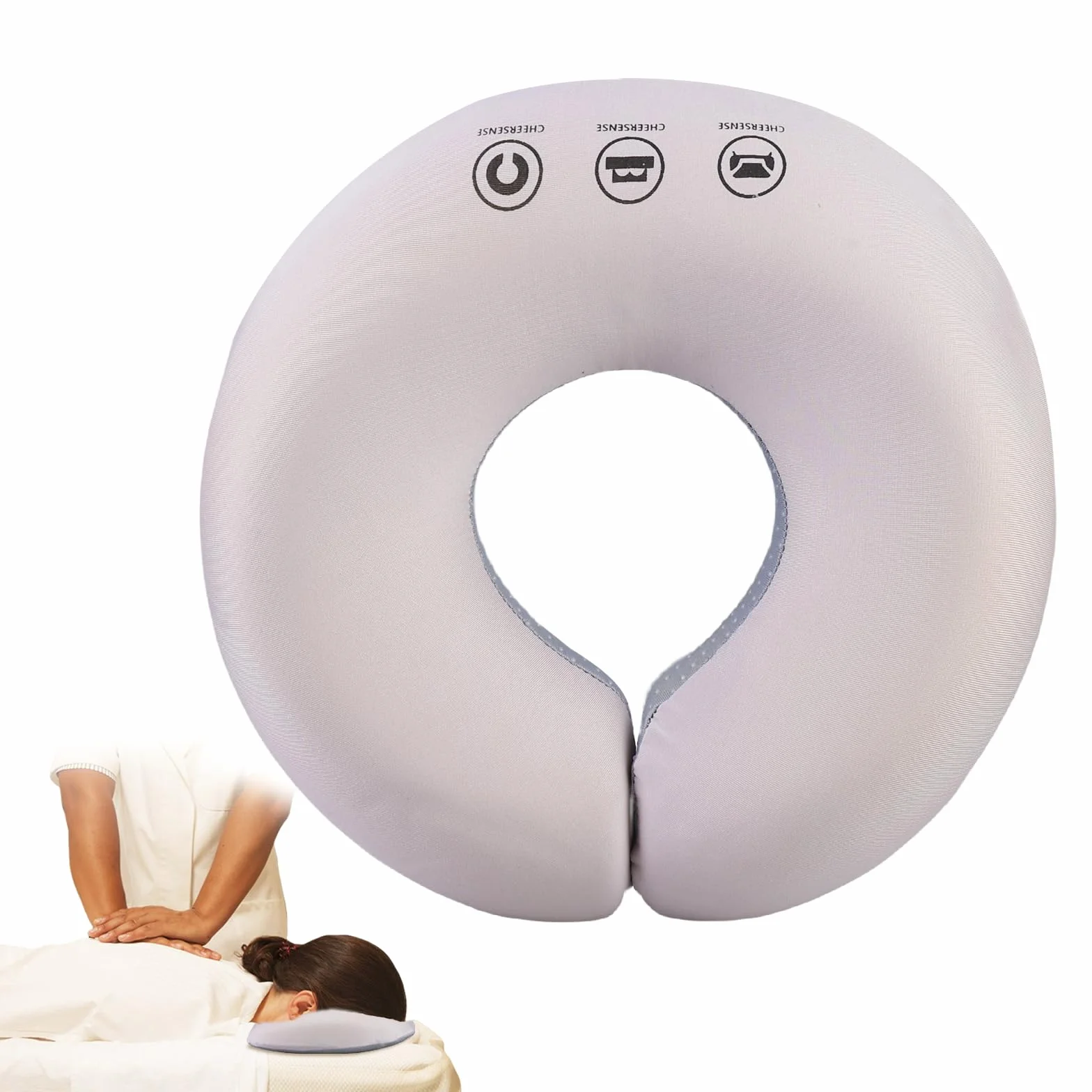 Cojín facial para masaje en forma de U, reposacabezas para camilla de tratamiento, gris