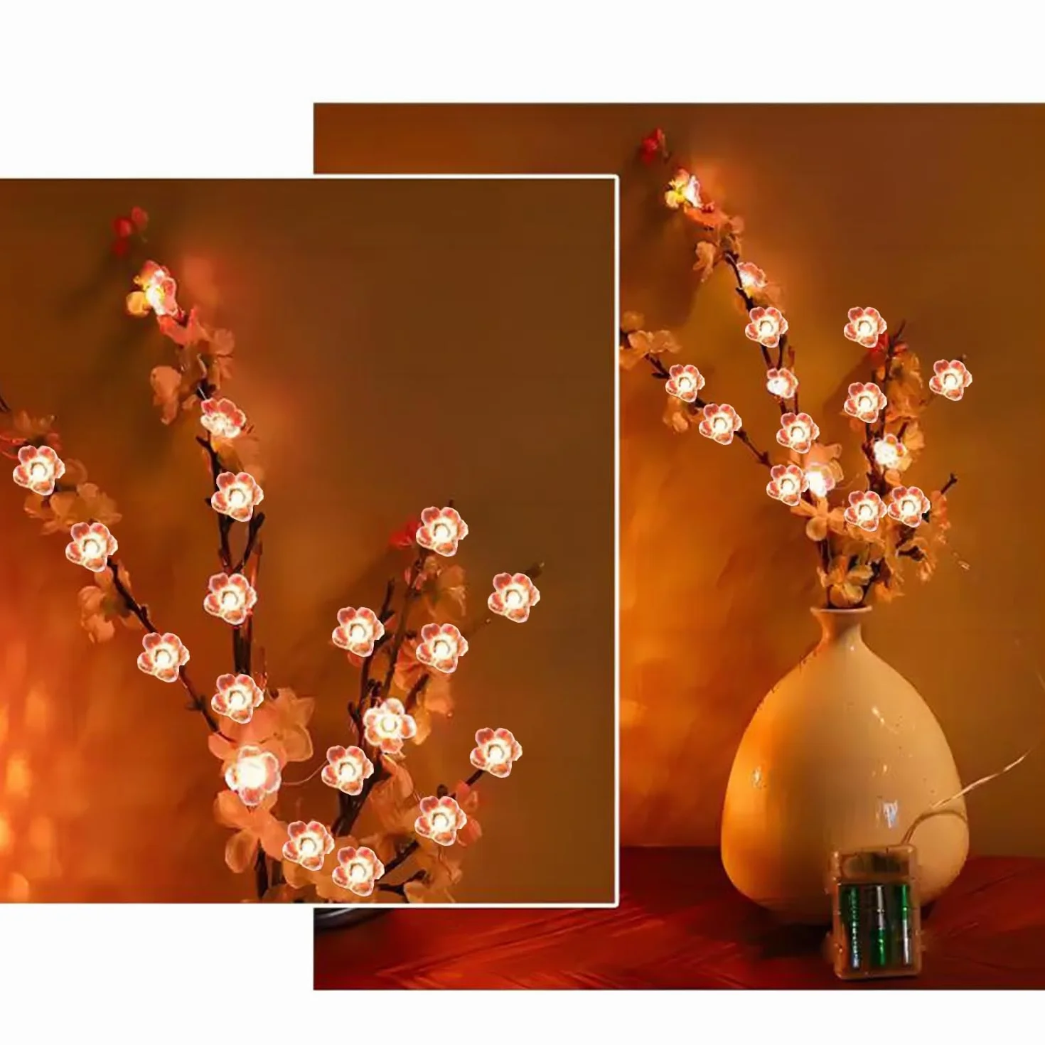 Auting Guirnalda LED flores de cerezo 2m 20 luces batería temporizador