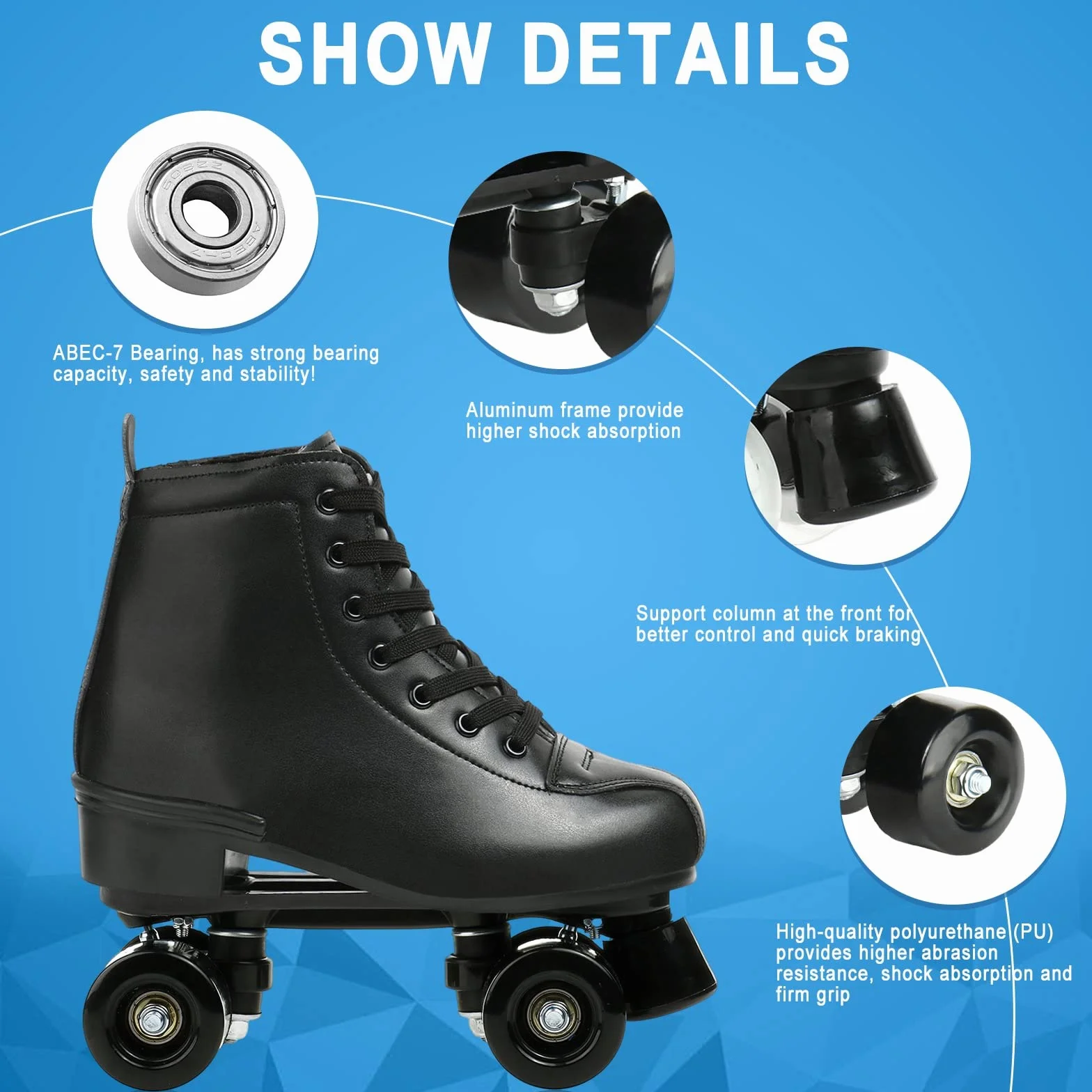 Patines de Doble Fila Ajustables Hightop Indoor Outdoor Adultos