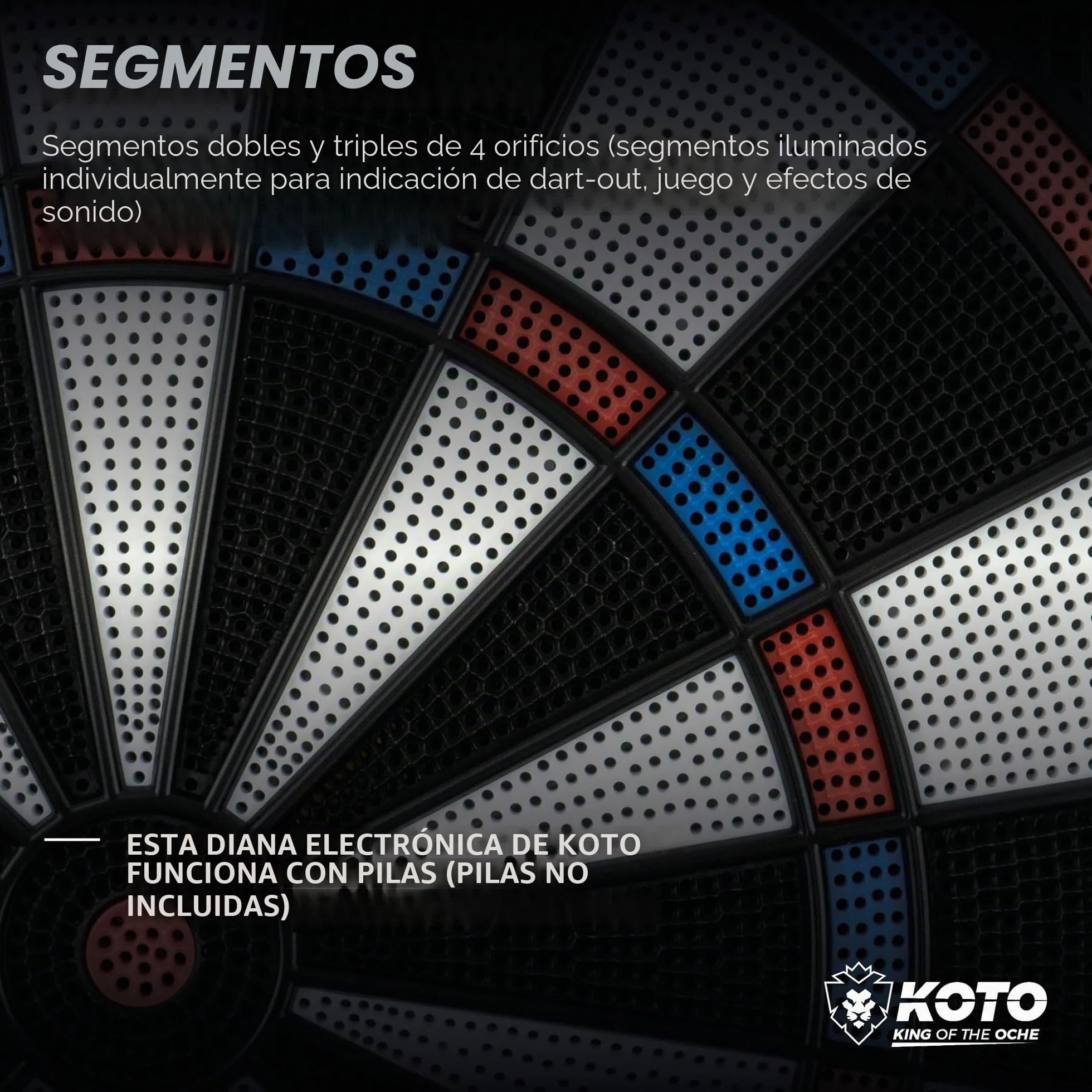 KOTO – Diana Electrónica Soft Easy (39x2x44,5 cm), 6 Dardos Soft, 32 Juegos, Más de 590 Variantes, Compacta y Moderna