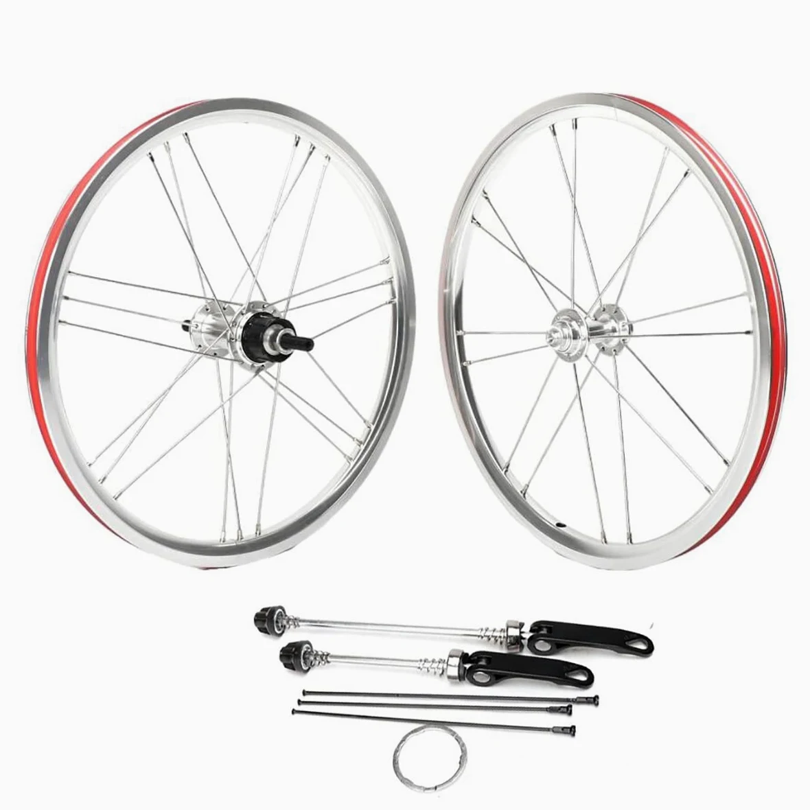 16'' Juego De Ruedas Plegables 349 Ruedas BMX Llanta/Freno V Cierre Rápido | 16/21H Bujes 74/130mm Para Cassette 7-11 Velocidades(Silver)