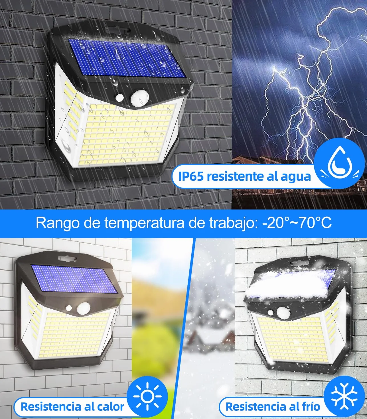 Luz Solar LED Exterior Jardin 248 LED Sensor de Movimiento 270° IP65 Impermeable 4 Paquete