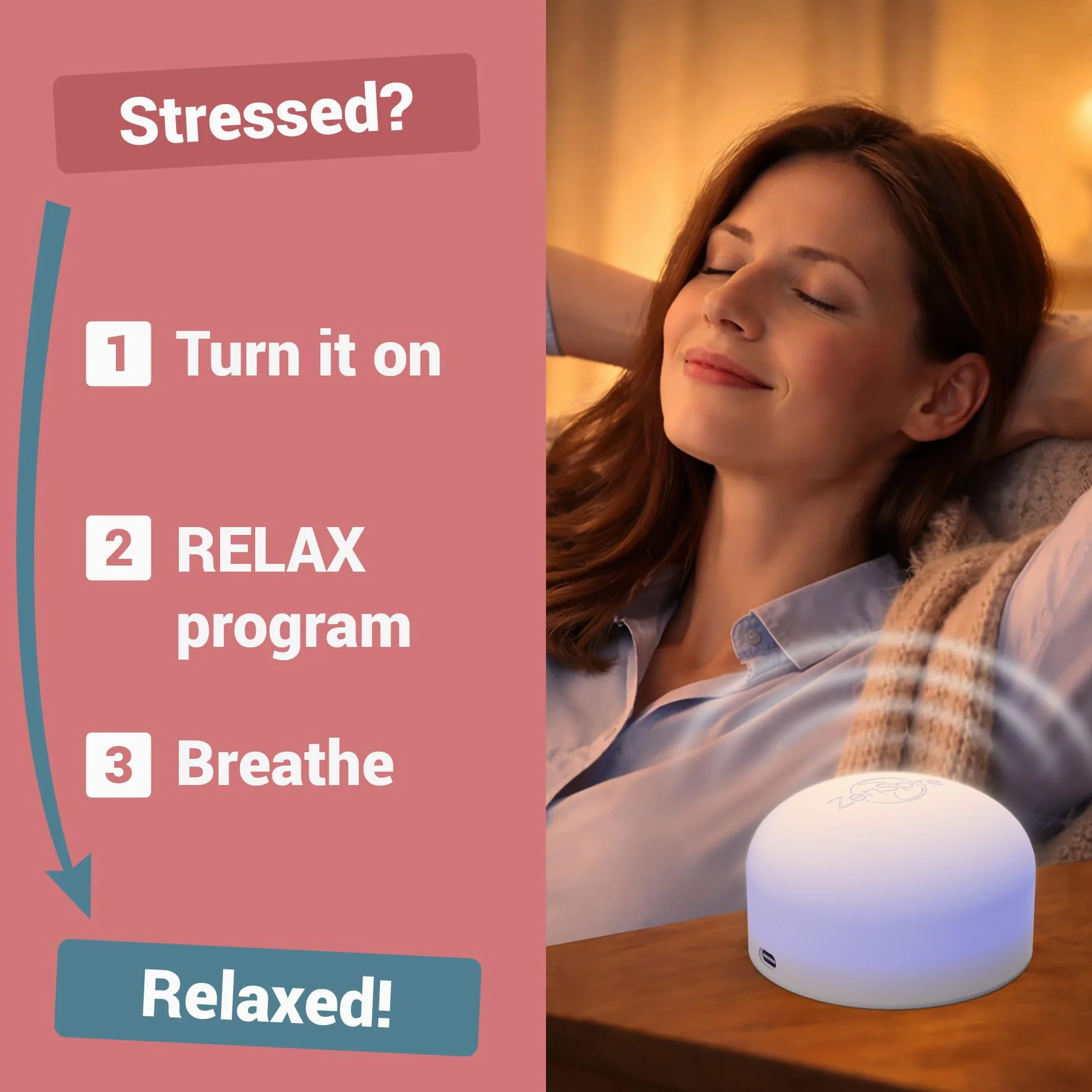 ZENSPIRE+ Dispositivo antiestrés para relajación y meditación con luz zen, sonido y vibración