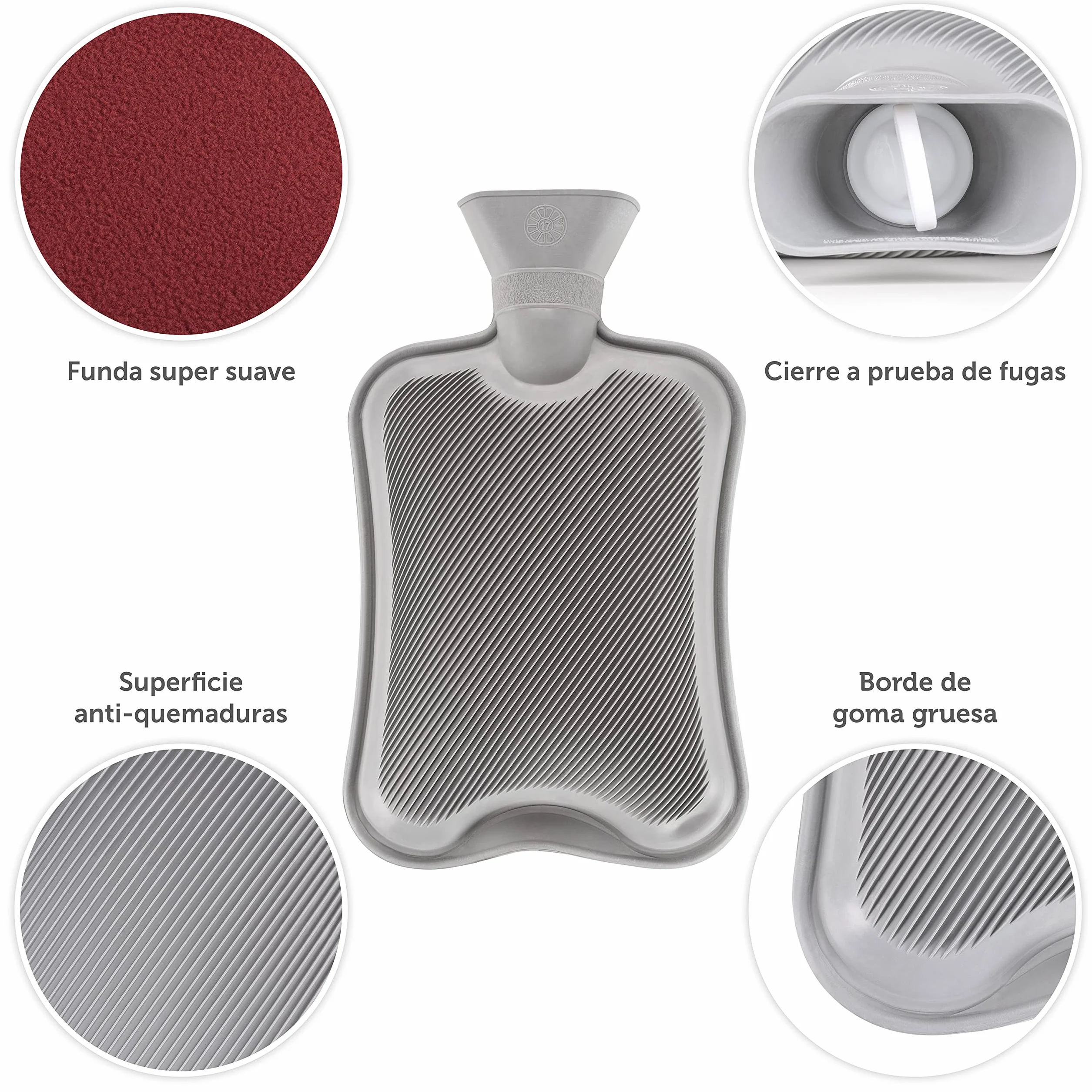 Blumtal Bolsa de agua caliente 1.5 L con tapa blanda - Botella de cama Rojo