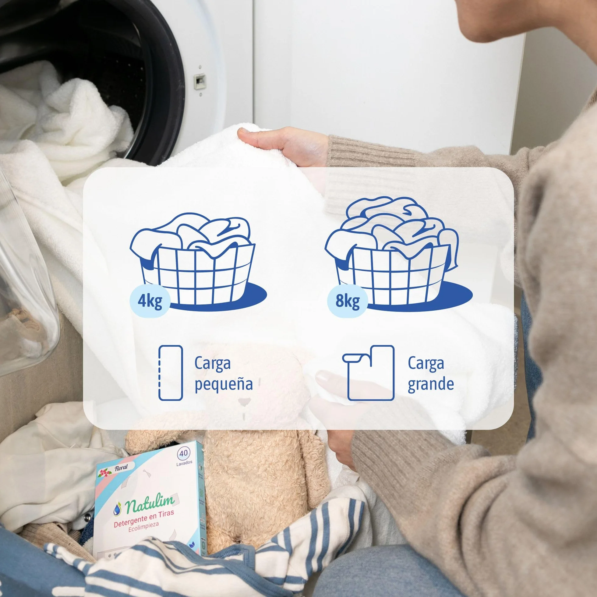 Natulim Detergente en Tiras para Lavadora 40 Lavados Ecológico Hipoalergénico Made in Spain