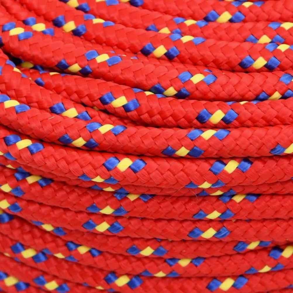 Cuerda de polipropileno de 8 mm de grosor, 250 m de largo, cuerda roja para velero, barco, yate para atar, amarrar, asegurar y tensar en exteriores