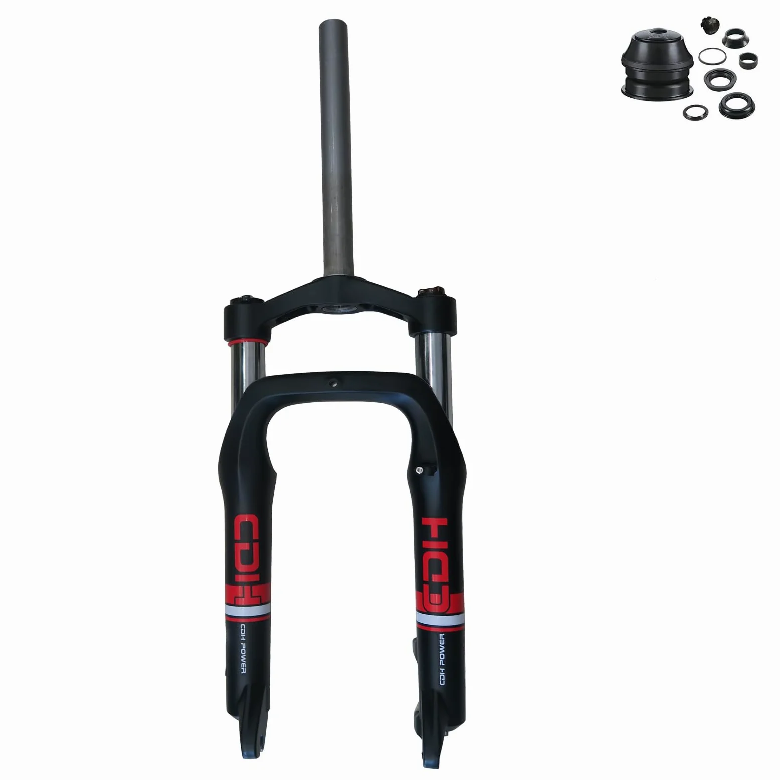 Horquilla de bicicleta de 20" con suspensión para neumáticos de 4,0" de goma grasa, hombro único con combo de 1-1/8" de rosca, freno de disco para bicicleta de nieve/tríciclo