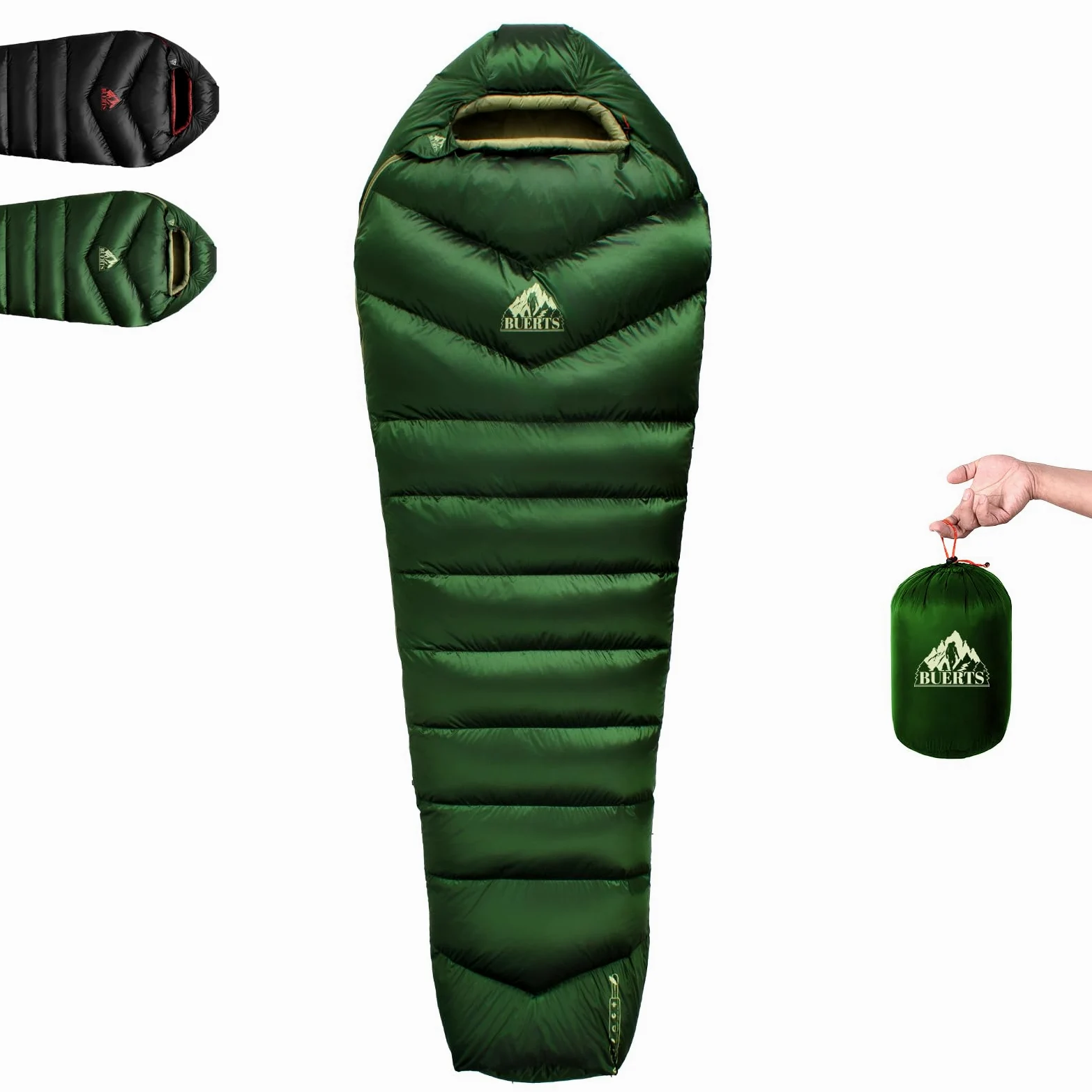 Saco de Dormir de plumón, Ultraligero y cálido. Apto para Adultos Durante Las Tres Estaciones. Saco de Dormir Compacto, Ideal para Senderismo, Excursionismo y Camping.