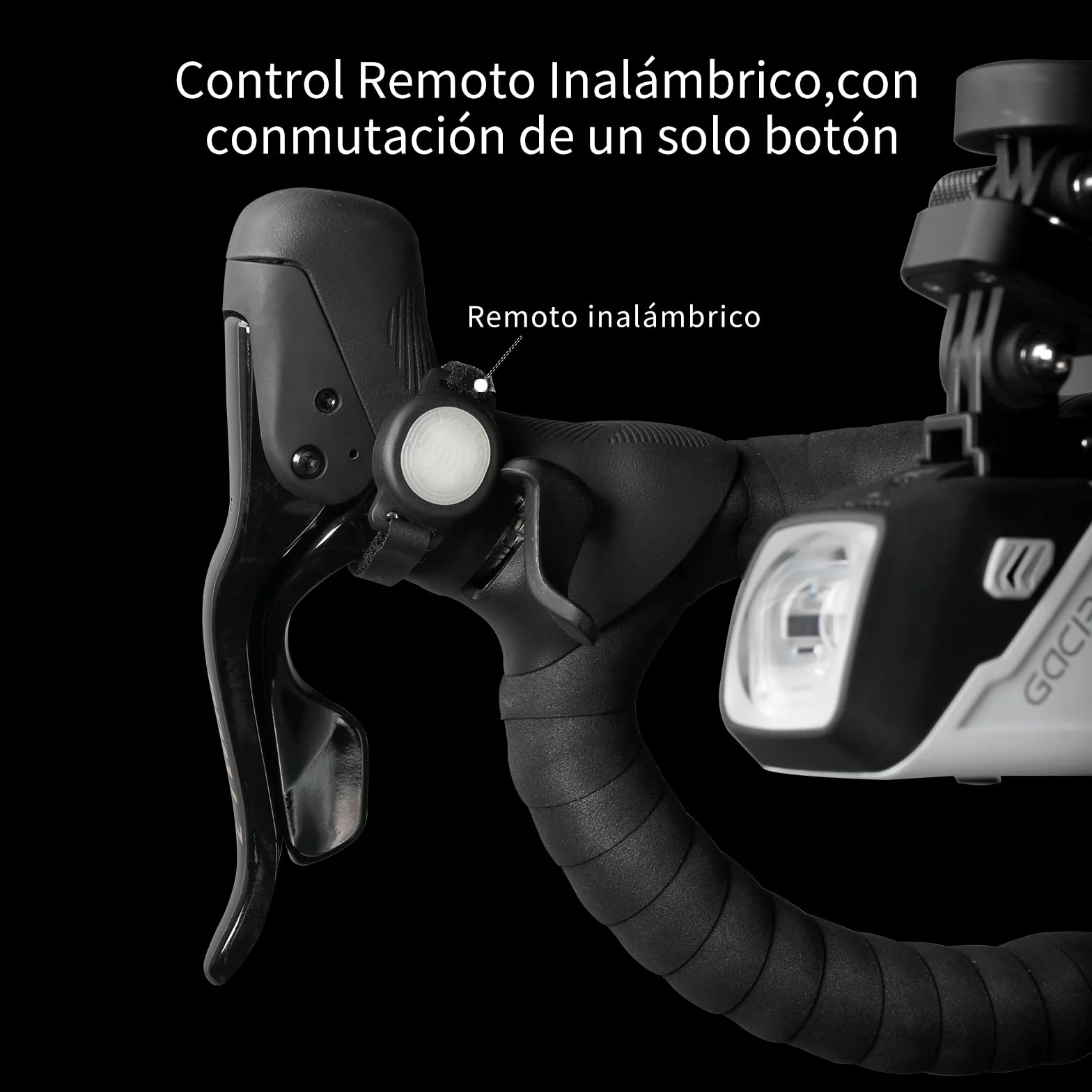 Gacirón Luz bicicleta delantera CETUS-1700,Diseño óptico con Haz Alto y Haz bajo,Luz bicicleta de aluminio aerodinámico y control remoto inalámbrico,Faro de bicicleta de 4200 mAh con 6 modos de brillo