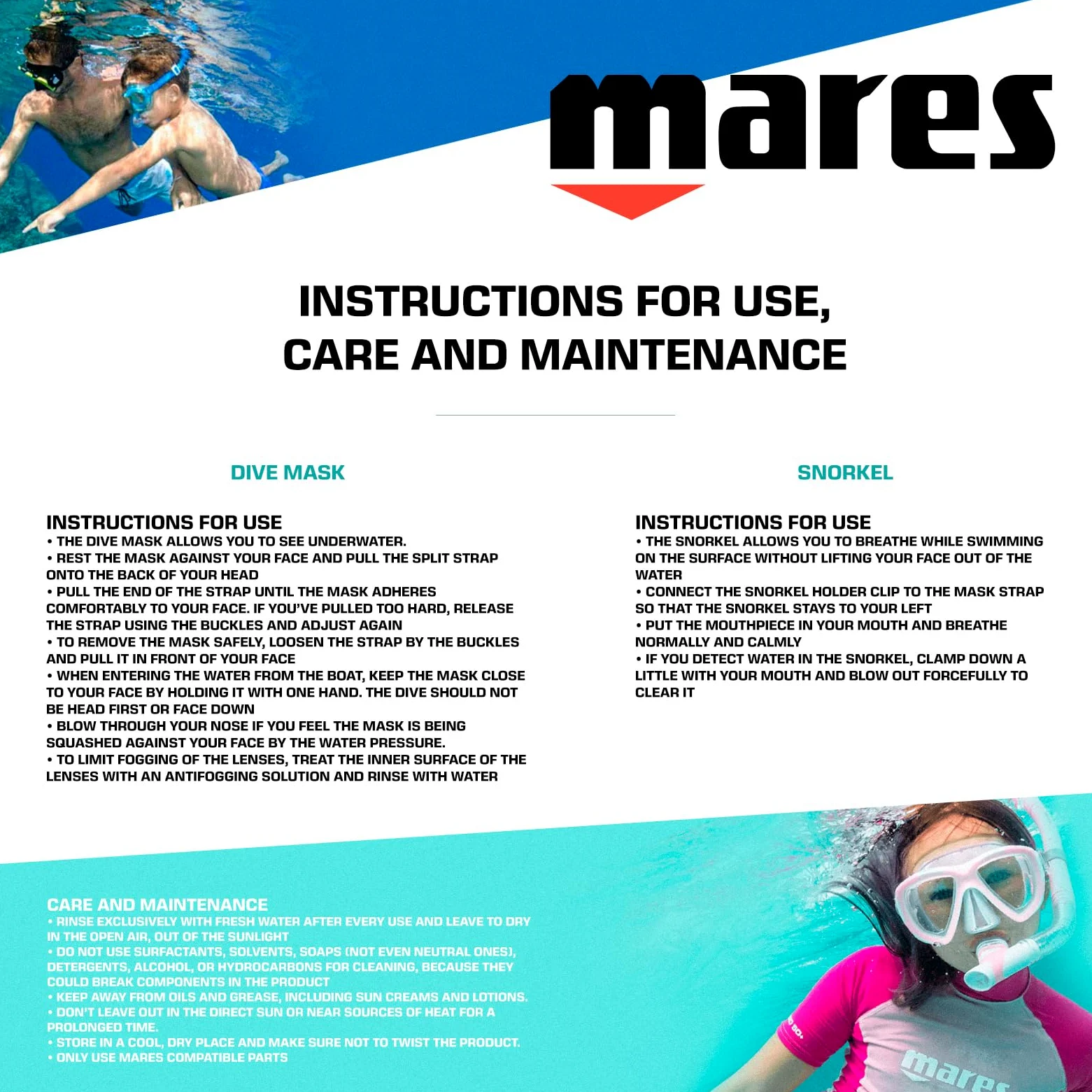 Mares Junior Pirate Dry Combo, máscara de Silicona y Juego de esnórquel