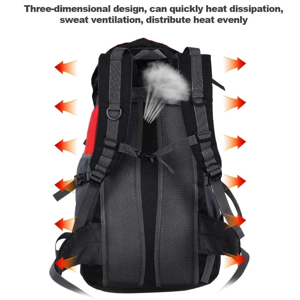 Bolsa de trekking de 50L, Mochila deportiva a prueba de agua Senderismo Mountaintop Moto Ski Unisex Mochila(rojo) Montañismo Y Camping Paquete De Montañismo