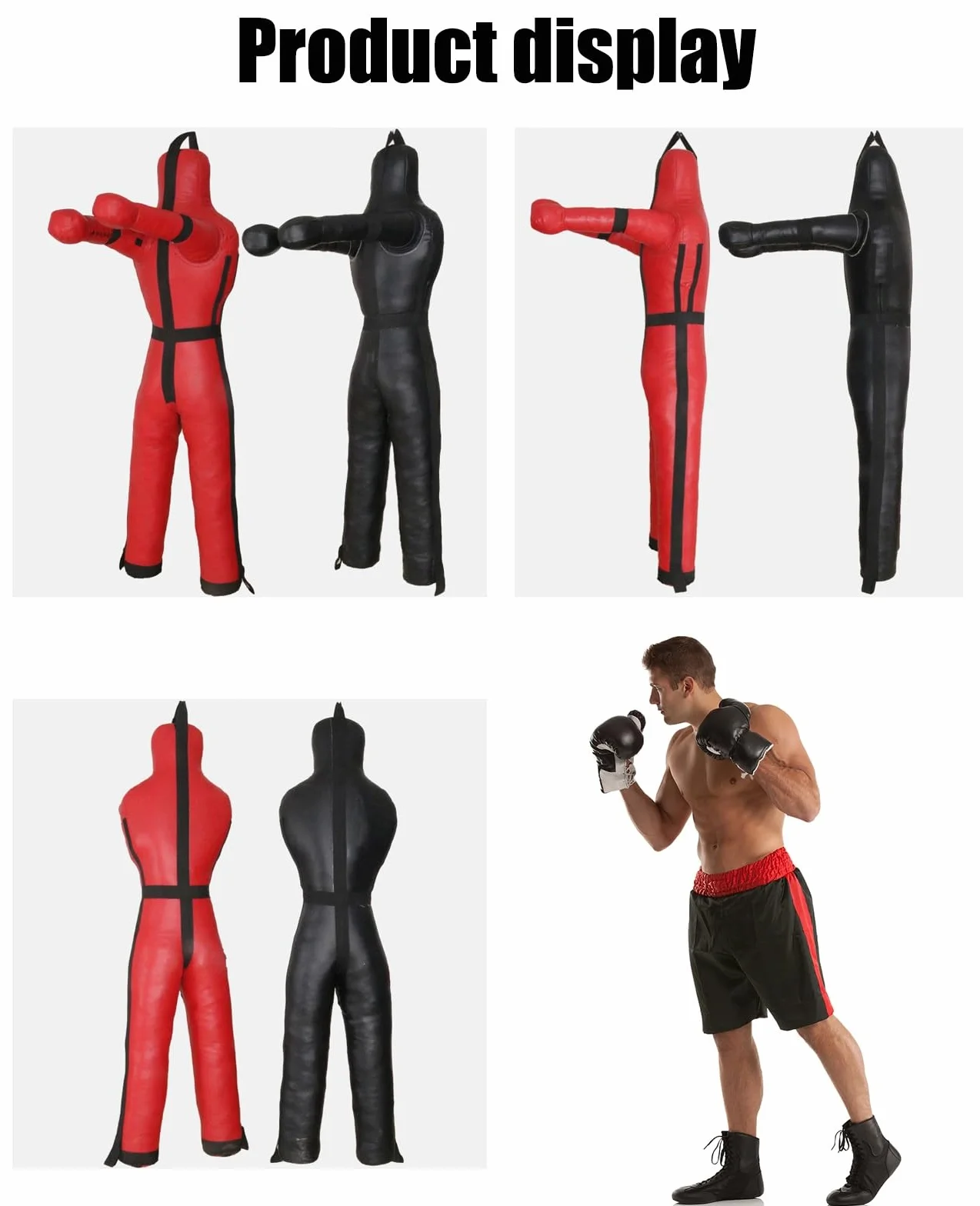 DYK&NX MMA Maniquí de Lucha Libre, Adultos Muñeco de Boxeo, Grappling Dummy, Colgante Posición de Pie, para Judo Lucha Artes Marciales Jiu Jitsu, Sin Relleno (Color : B Black, Size : 175cm)
