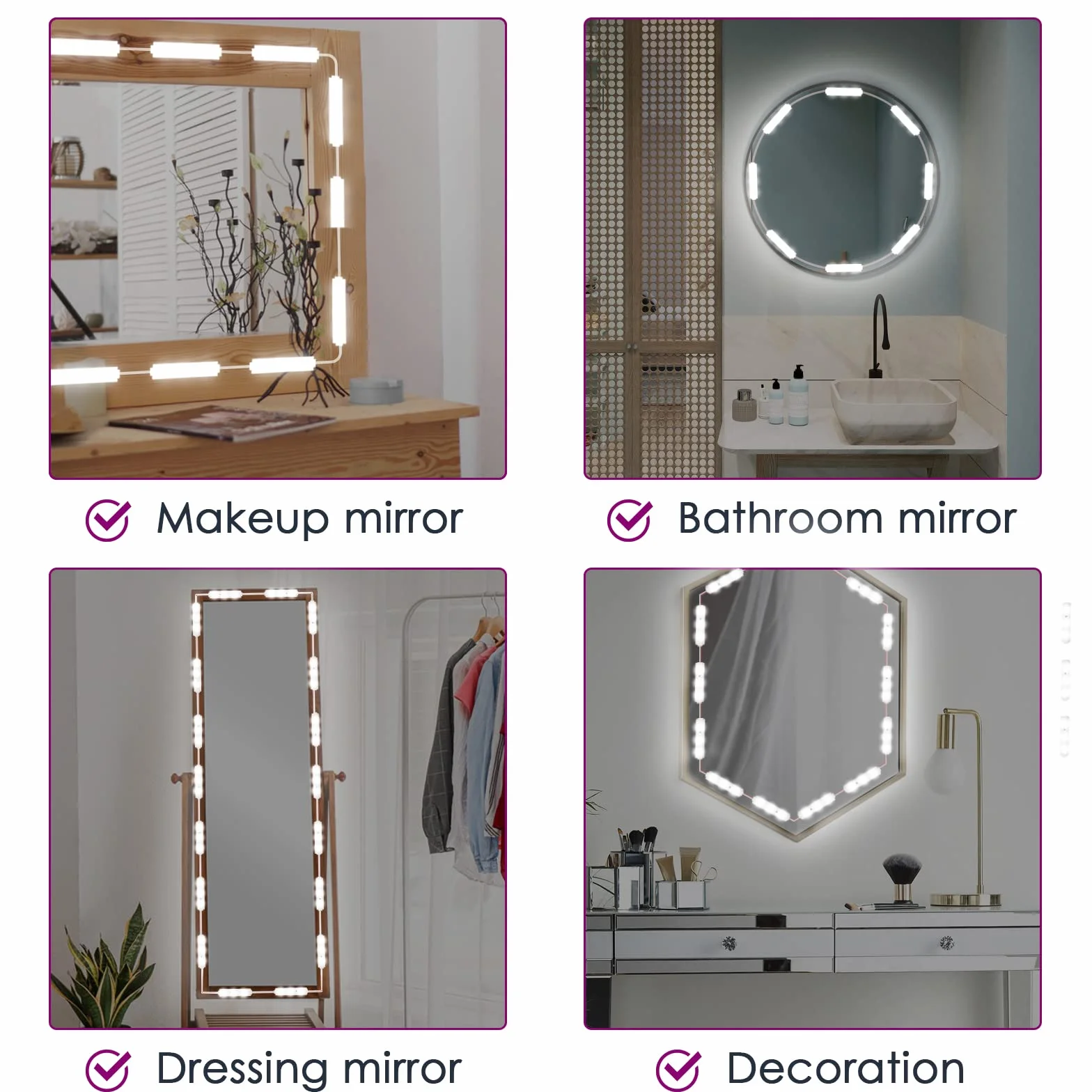 Viugreum Luces LED de Espejo, Luces de Camerino, Lámpara para Espejo de Maquillaje, 60 Bombillas LED