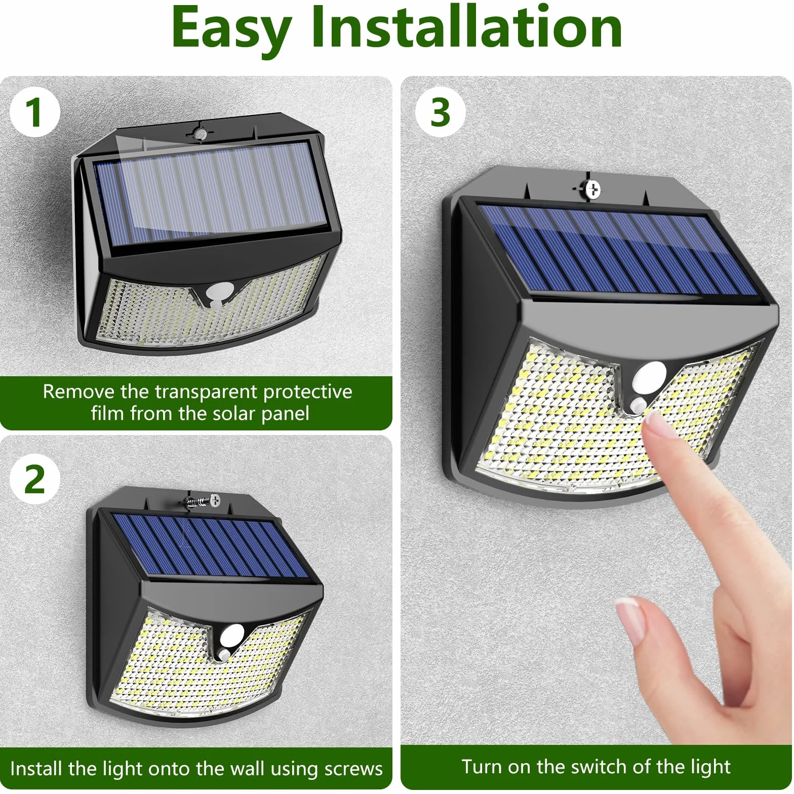 Focos LED Exterior Solares 2 Paquete IP65 Impermeable Sensor Movimiento Blanco Frío