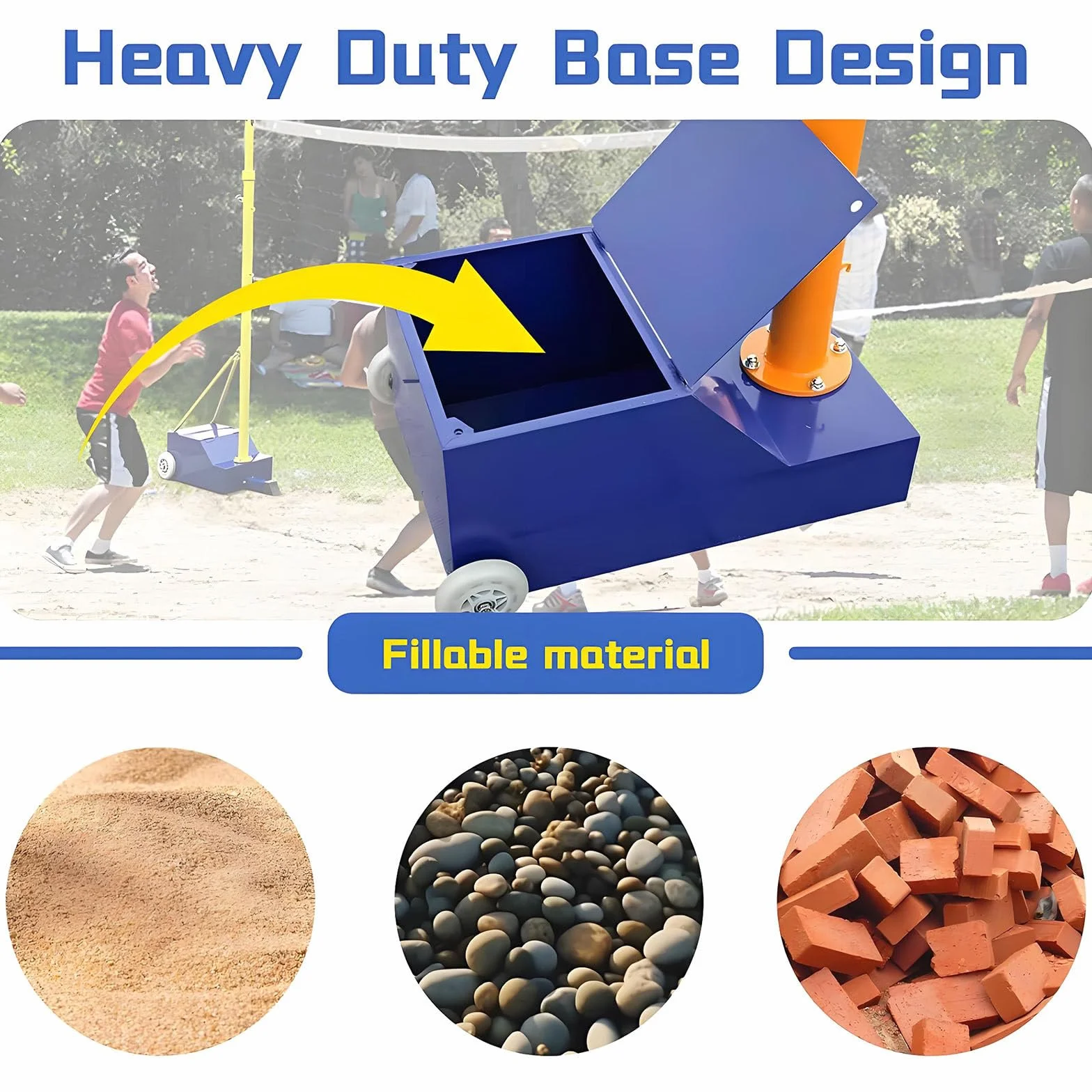 Postes De Voleibol con Base Estable, Red Ajustable 1,55-2,1 m, para Patio Exterior Adultos Niños
