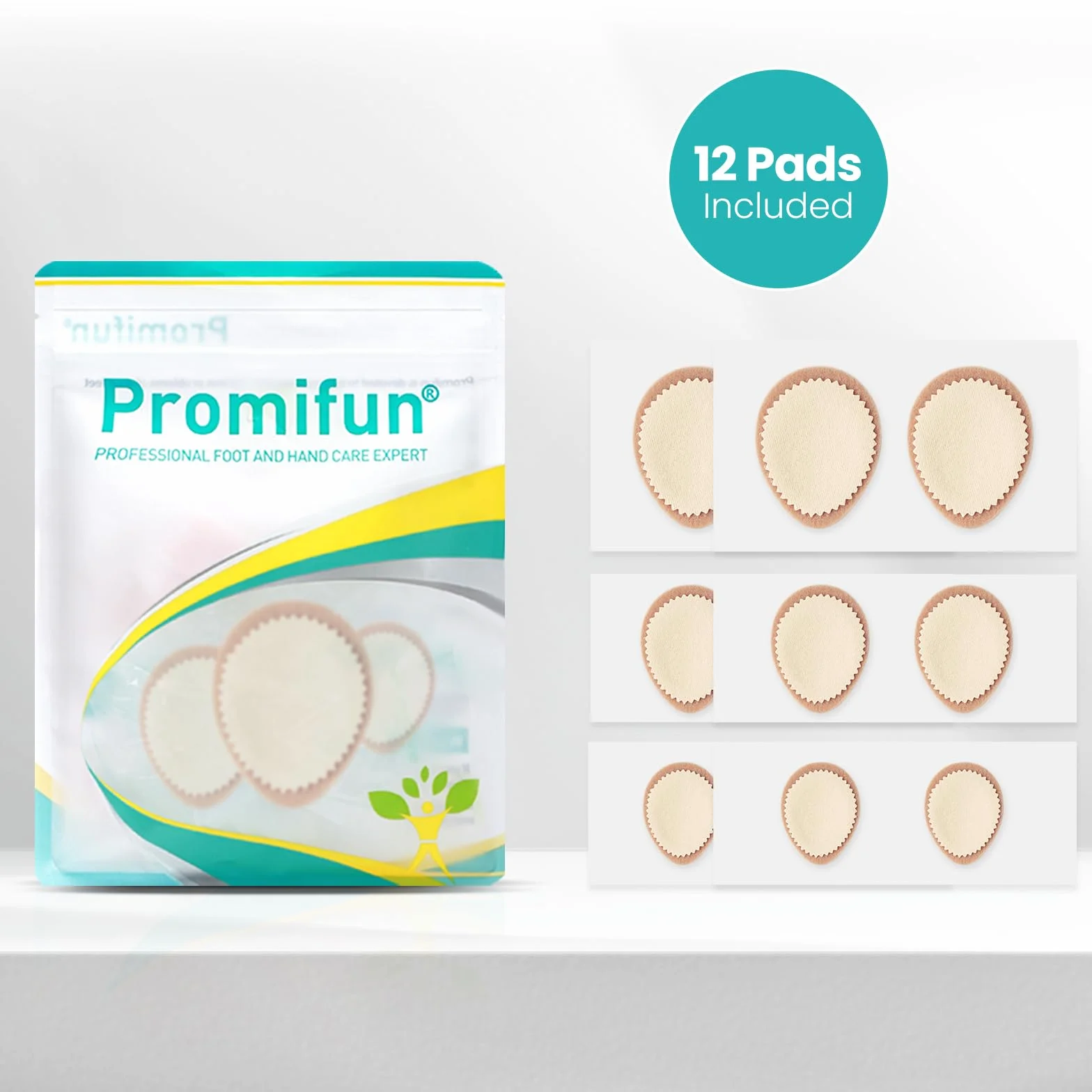 Tiritas para callos 12 unidades fieltro médico adhesivo hipoalergénico alivio dolor eliminación callos dedos talones plantas multitallas beige