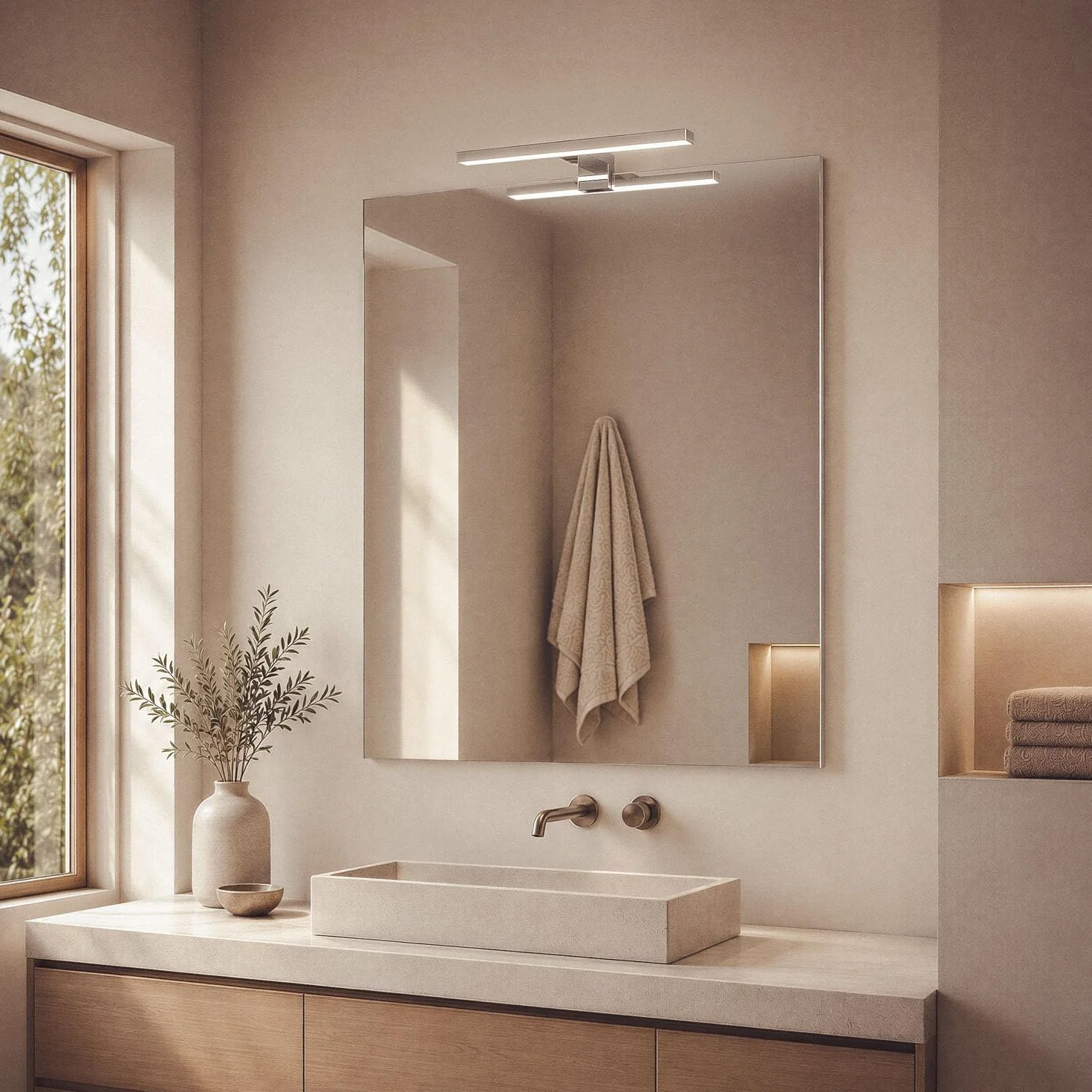 Aplique Espejo Baño LEDKIA LIGHTING Carl 5W 6000K Blanco Frío Plata