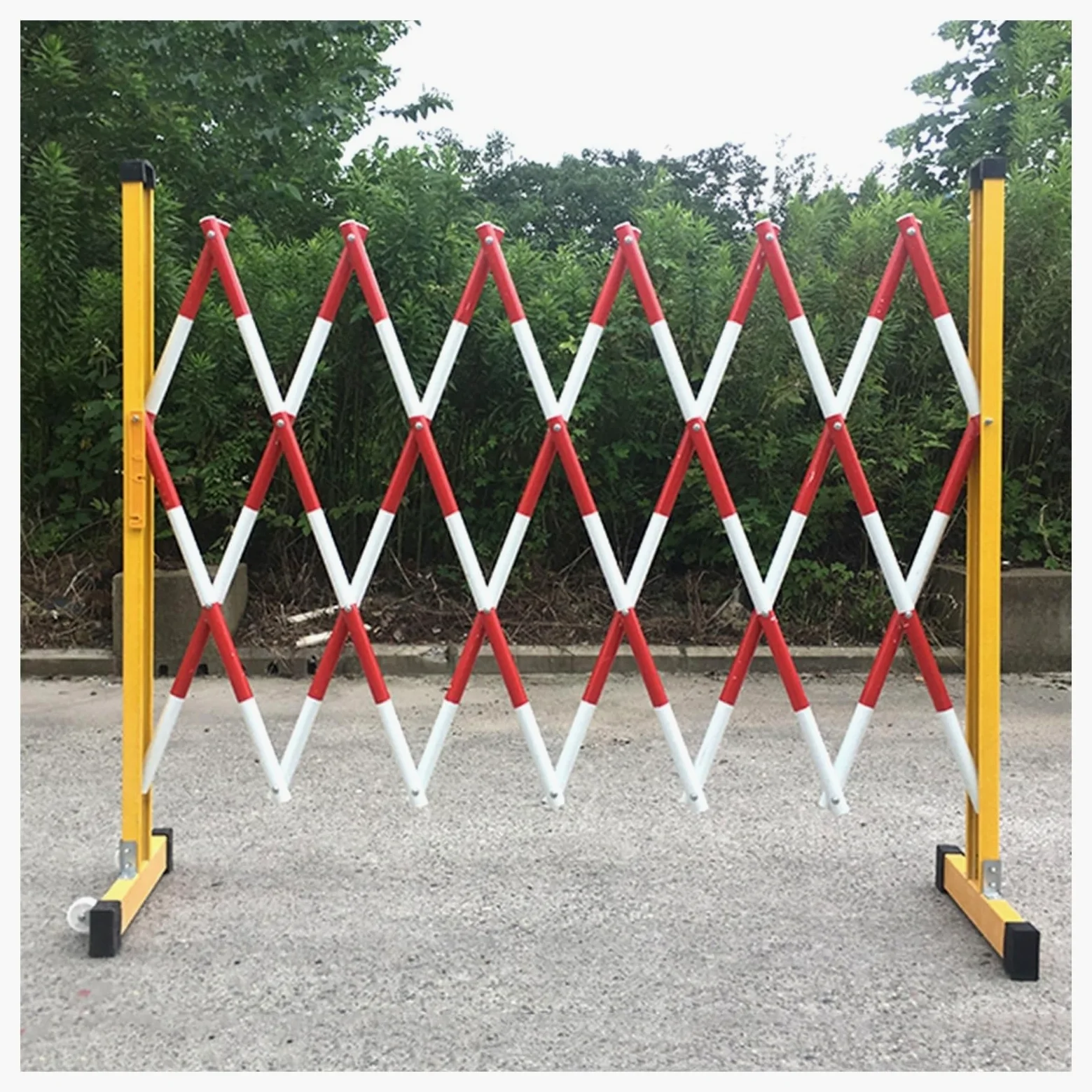Barricada metálica Extensible, Barrera de tráfico retráctil, barandilla móvil Extensible, Barrera móvil para Garaje, Tienda y Calle, Rojo y Blanco, 1,2 x 8 m,Red+White-1.2x8m