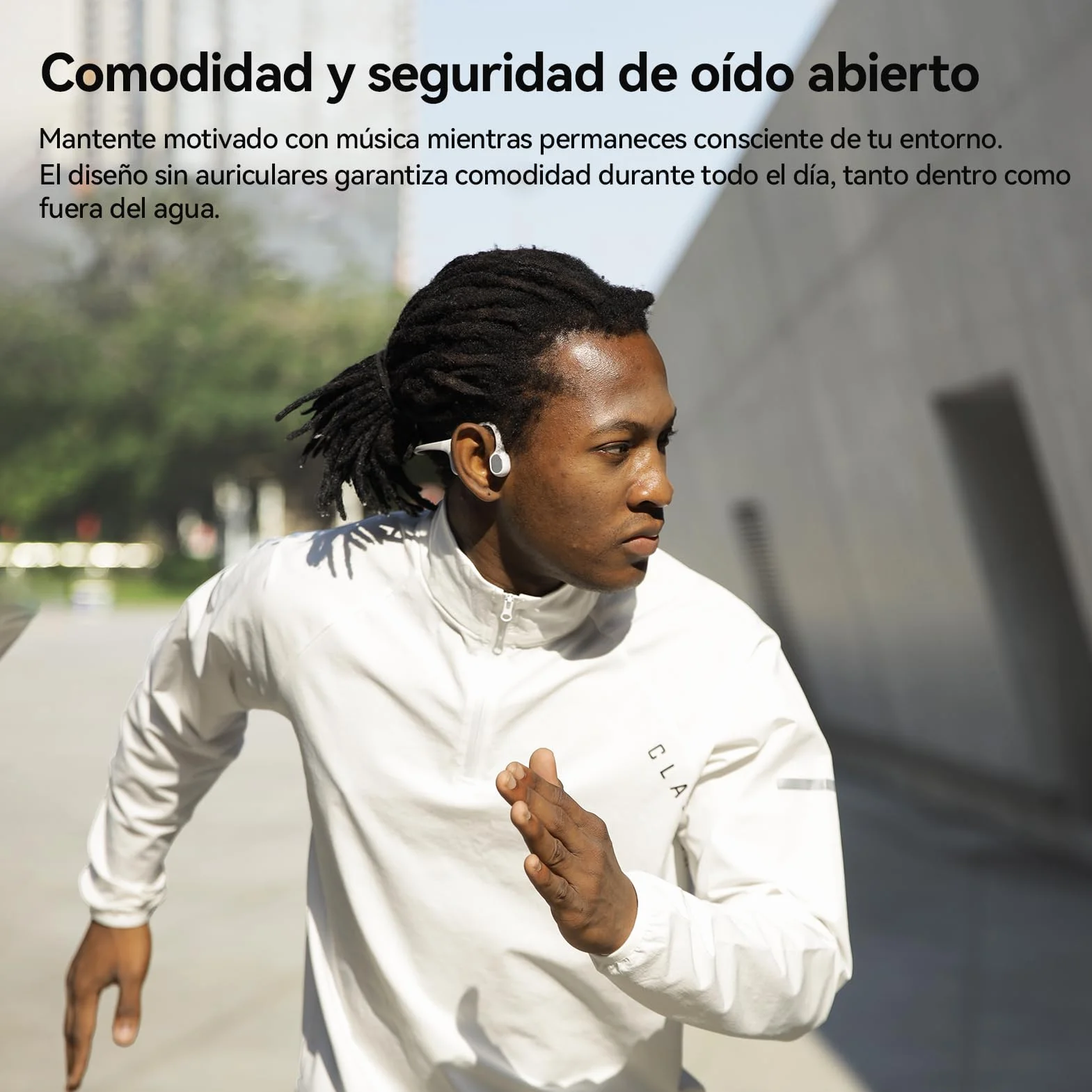 Mojawa Run Plus Auriculares de Conducción Ósea, Diseño Abierto, Bluetooth 5.2, MP3 32GB, IP68 Impermeables, Micrófono ENC, para Natación, Running, Ciclismo, Senderismo, Gimnasio y Uso Diario – Naranja