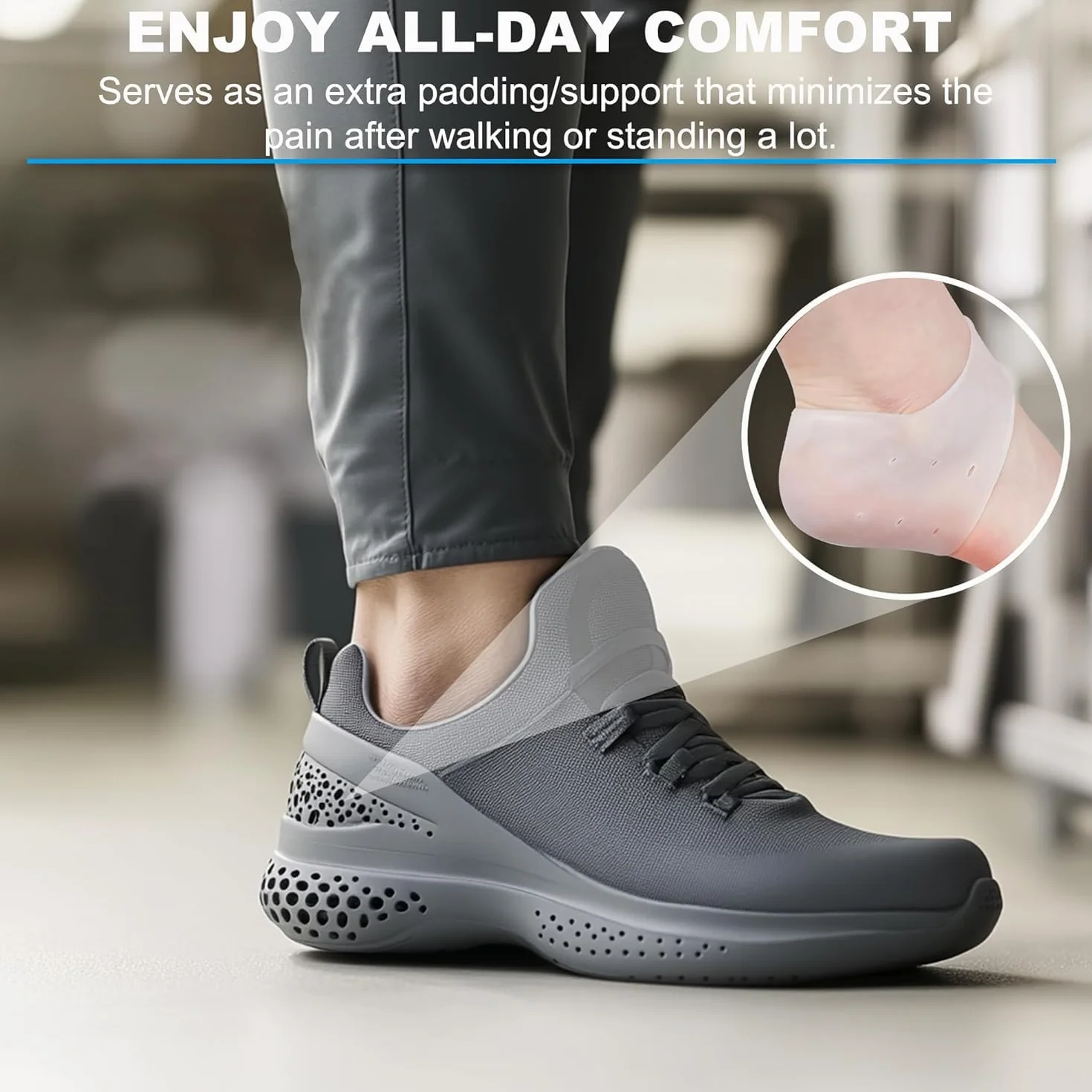 MEISO 4 Piezas Talonera Silicona Protector Talón Tobillo Aumento Altura 2 cm Almohadilla Fascitis Plantar