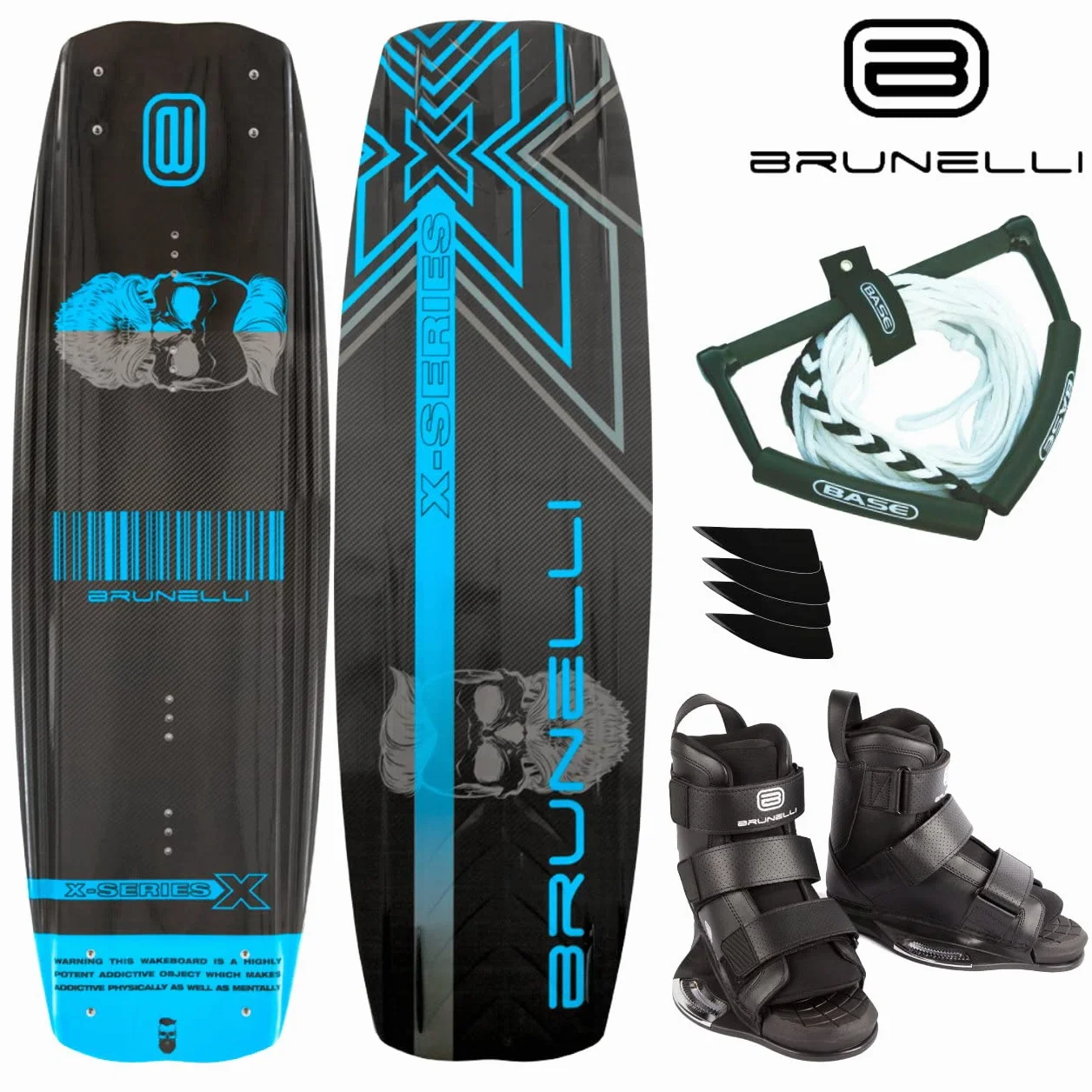 Brunelli Paquete de Wakeboard de carbono, 138 cm, encuadernación Wakeboard