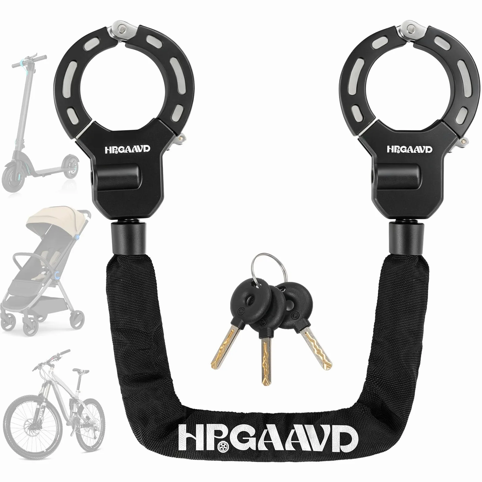 Candado de Esposas Patinete Electrico, Antirrobo Para Bici，Candado de alta Seguridad，Antirrobo con Cadena de 8 mm de Grosor für Scooters/Patinete Eléctricas/Bicicletas/E-Bike/Moto