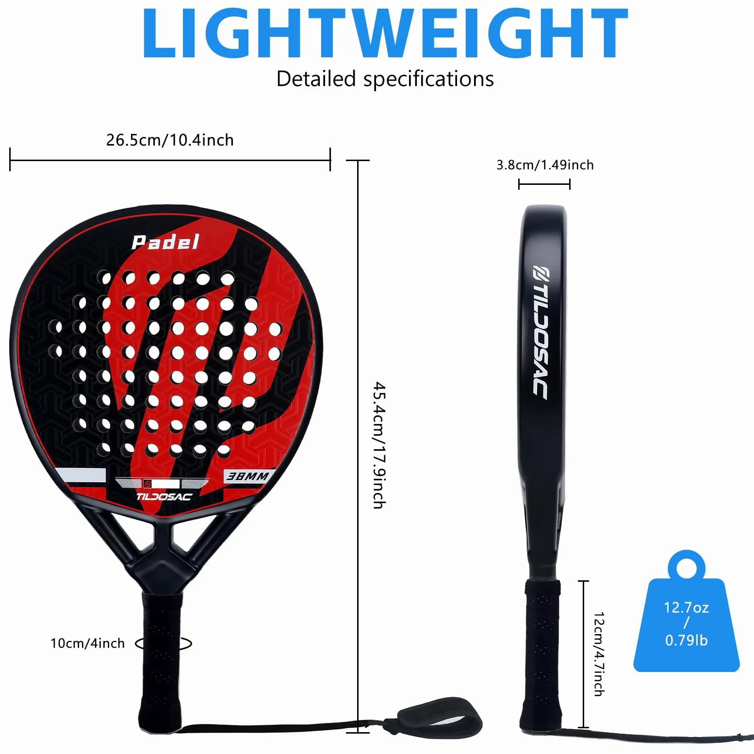 TILDOSAC Pala de pádel para adultos de fibra de carbono y vidrio con núcleo de espuma EVA flexible, raquetas de remo en forma de lágrima para principiantes, jugadores avanzados intermedios, funda de
