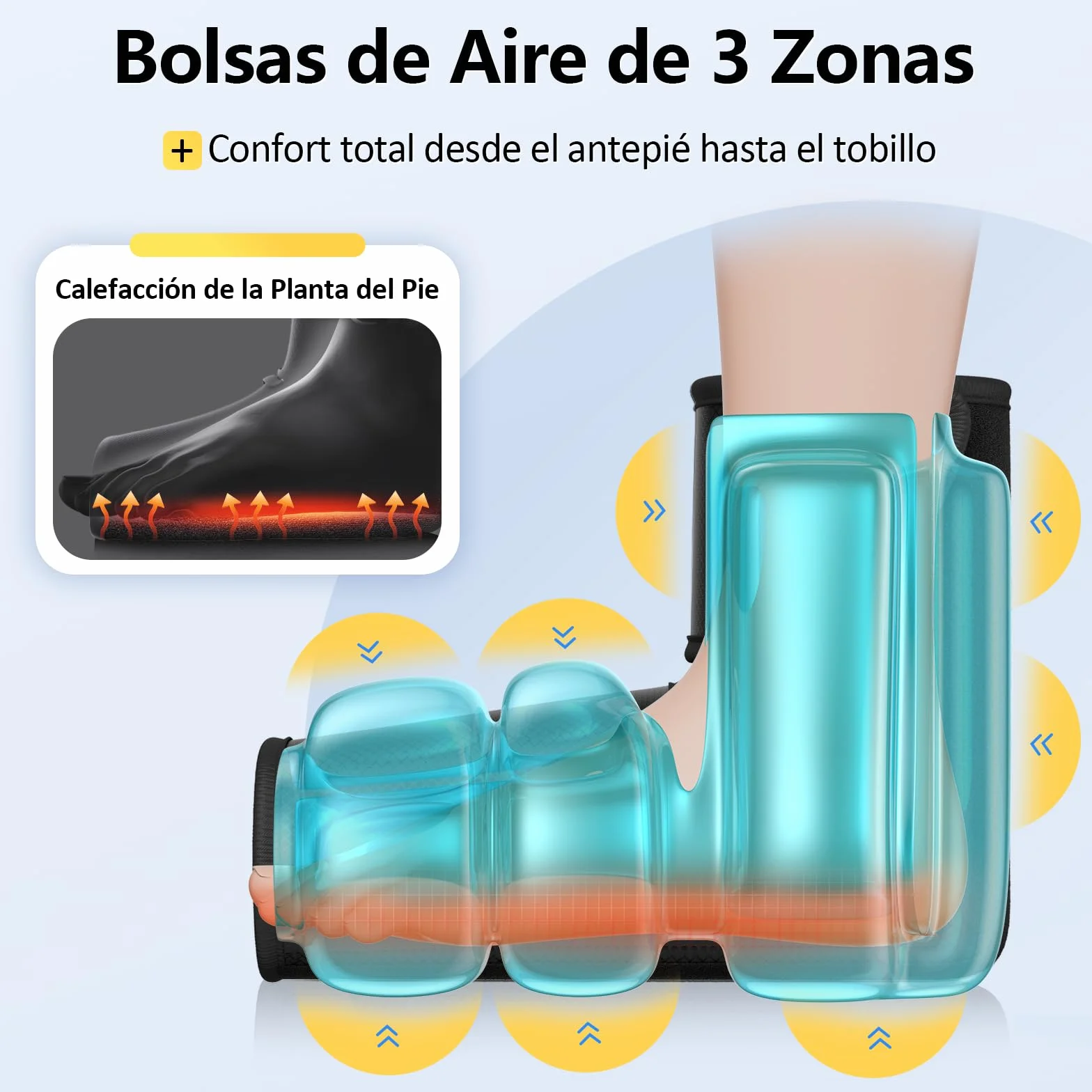 Comfytemp Masajeador de Pies Inalámbrico, Masaje de Compresión con Calefacción, Batería 2500mAh