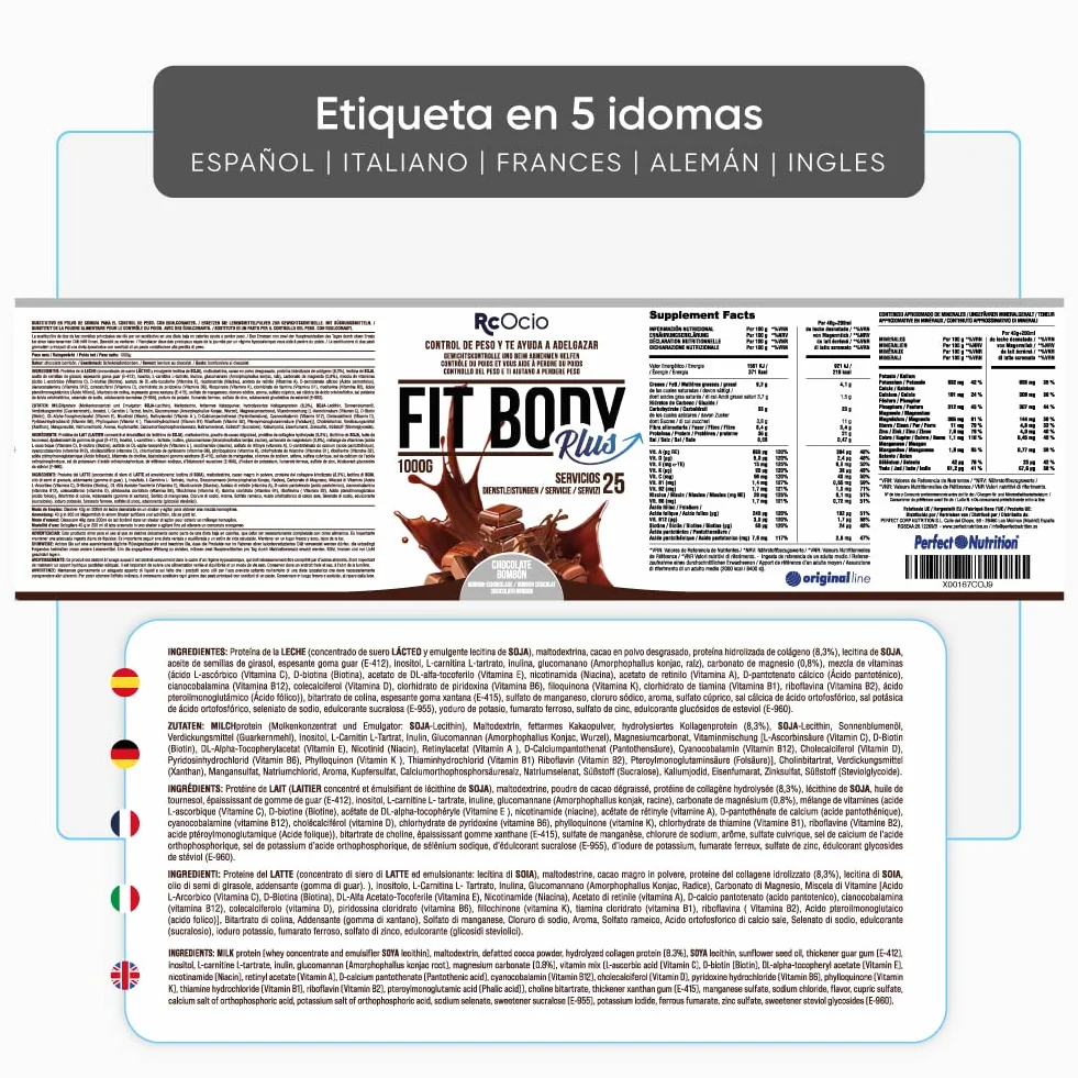 Batidos Sustitutivos de Comida con Proteínas y Colágeno para Control de Peso - Chocolate, Vainilla, Fresa