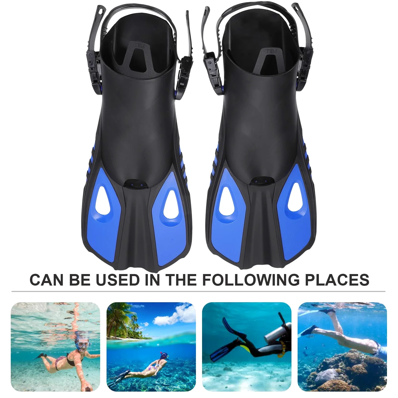 SHINEOFI Aletas de Natación Ajustables y Fáciles de Quitar de Goma para Entrenamiento y Buceo Ideales para Adultos y Principiantes en Snorkel y Buceo