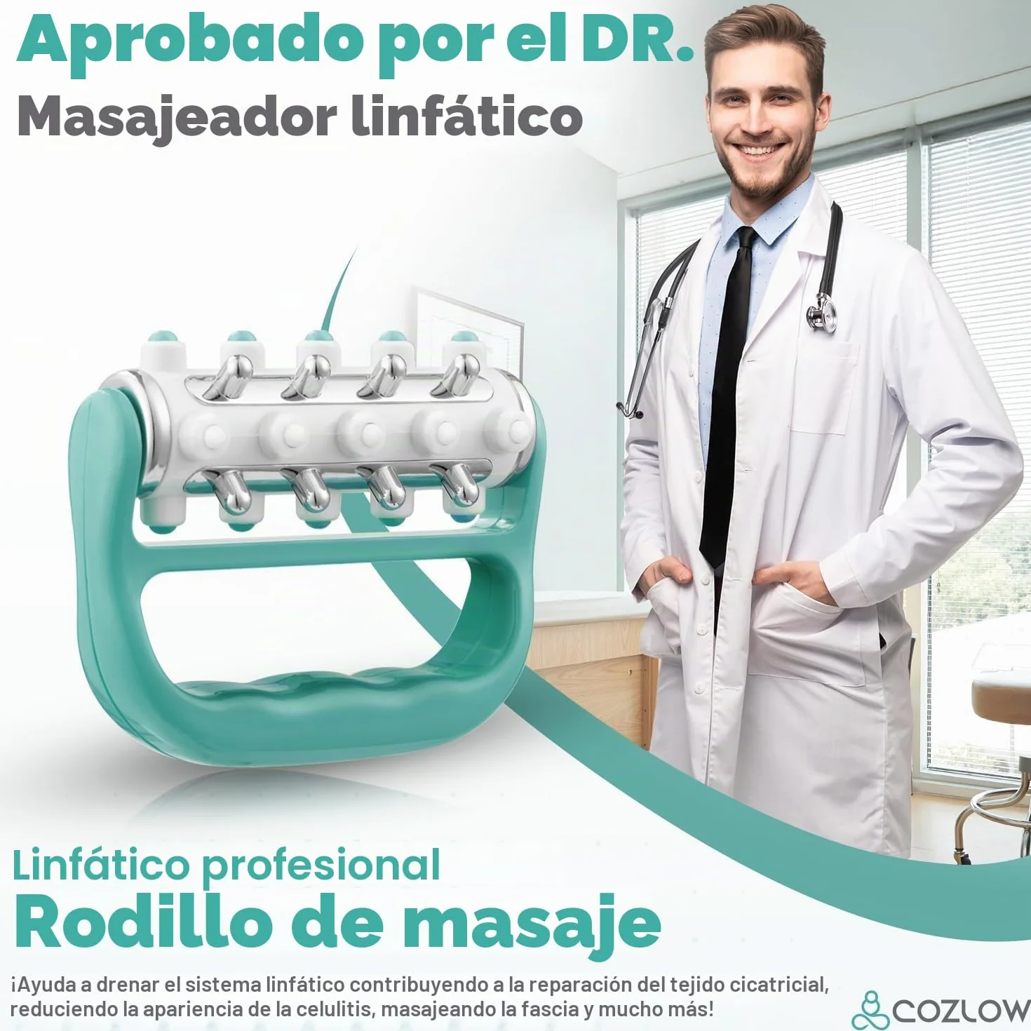 Cozlow Masajeador MyoRelease Drenaje Linfático Herramienta Masaje Tejido Cicatricial Verde