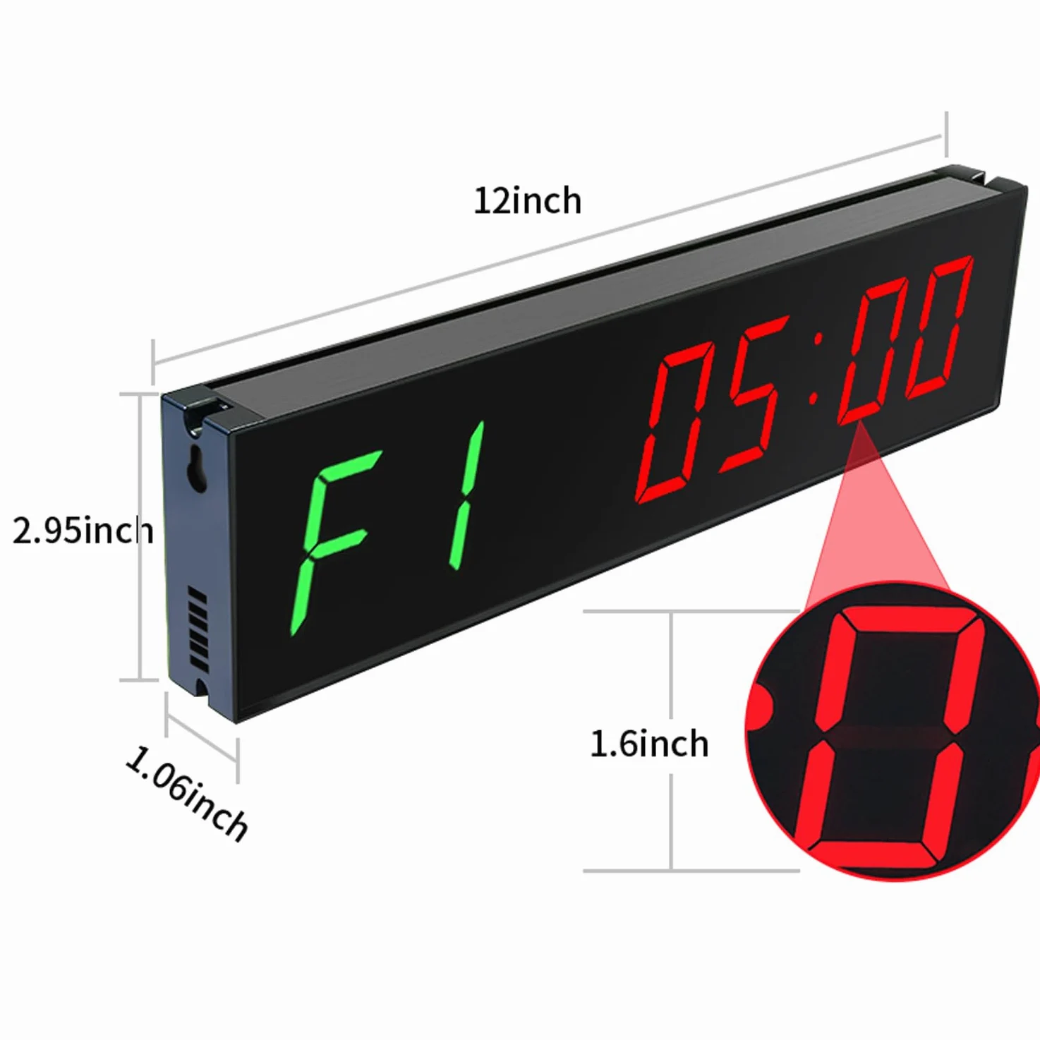 Reloj despertador digital de pared de 12 pulgadas para entrenamiento de intervalos con cronómetro de cuenta regresiva/arriba, temporizador de intervalo de gimnasio, control remoto Tabata EMOM para