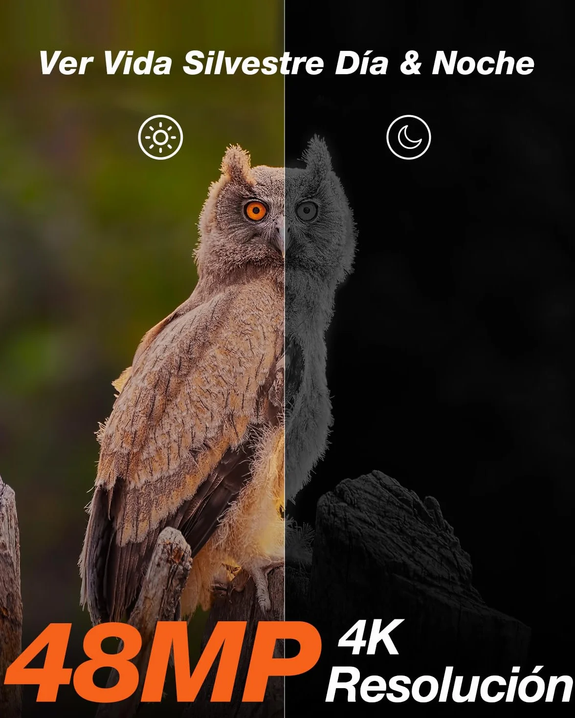 iZEEKER Cámara de Caza Solar, 4K 30fps 48MP Cámara Caza Nocturna con Batería de 2600 mAh 850nm IR LED Brillo Impermeabile IP66 para Vigilancia de la Vida Silvestre y Seguridad Interior