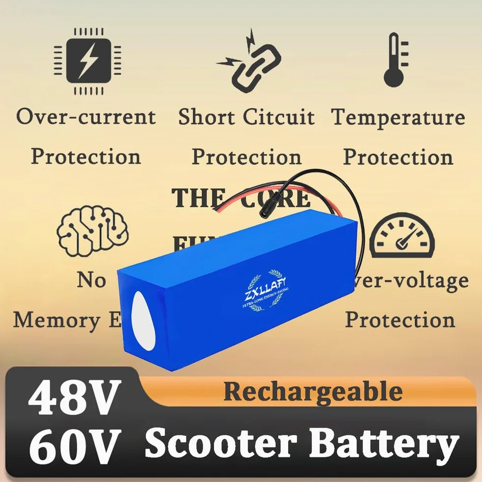Batería de Litio de 48 V, 10 Ah y 8 Ah Batería Recargable 60 V Baterías para Patinete 48 V Baterías monopatín para Motor 250 W a 600 W con Cargador y BMS,48v8ah Anderson