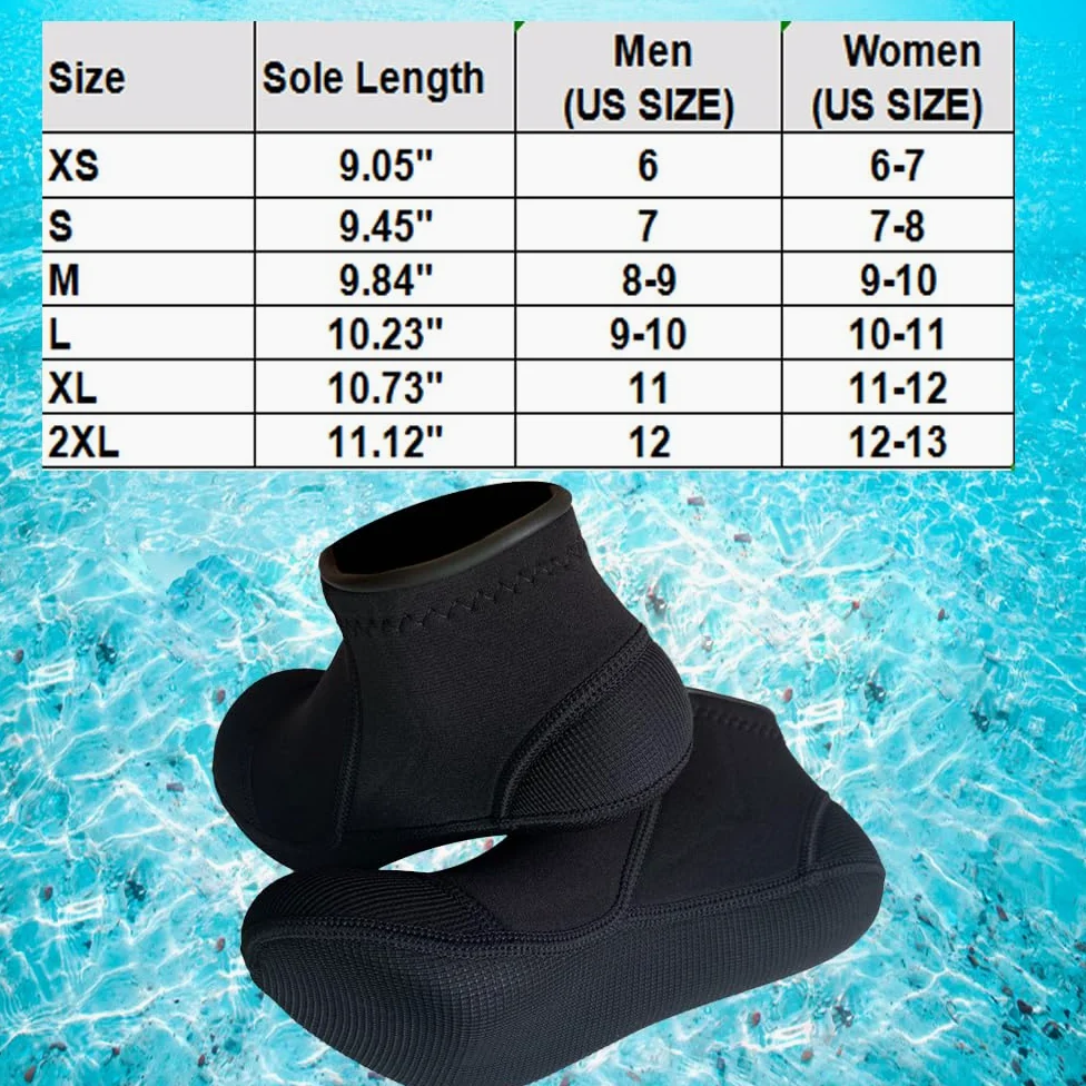 MYLEDI 2 pares de calcetines cortos unisex de neopreno de 3 mm para esnórquel, natación, buceo, kayak, surf, deportes de playa
