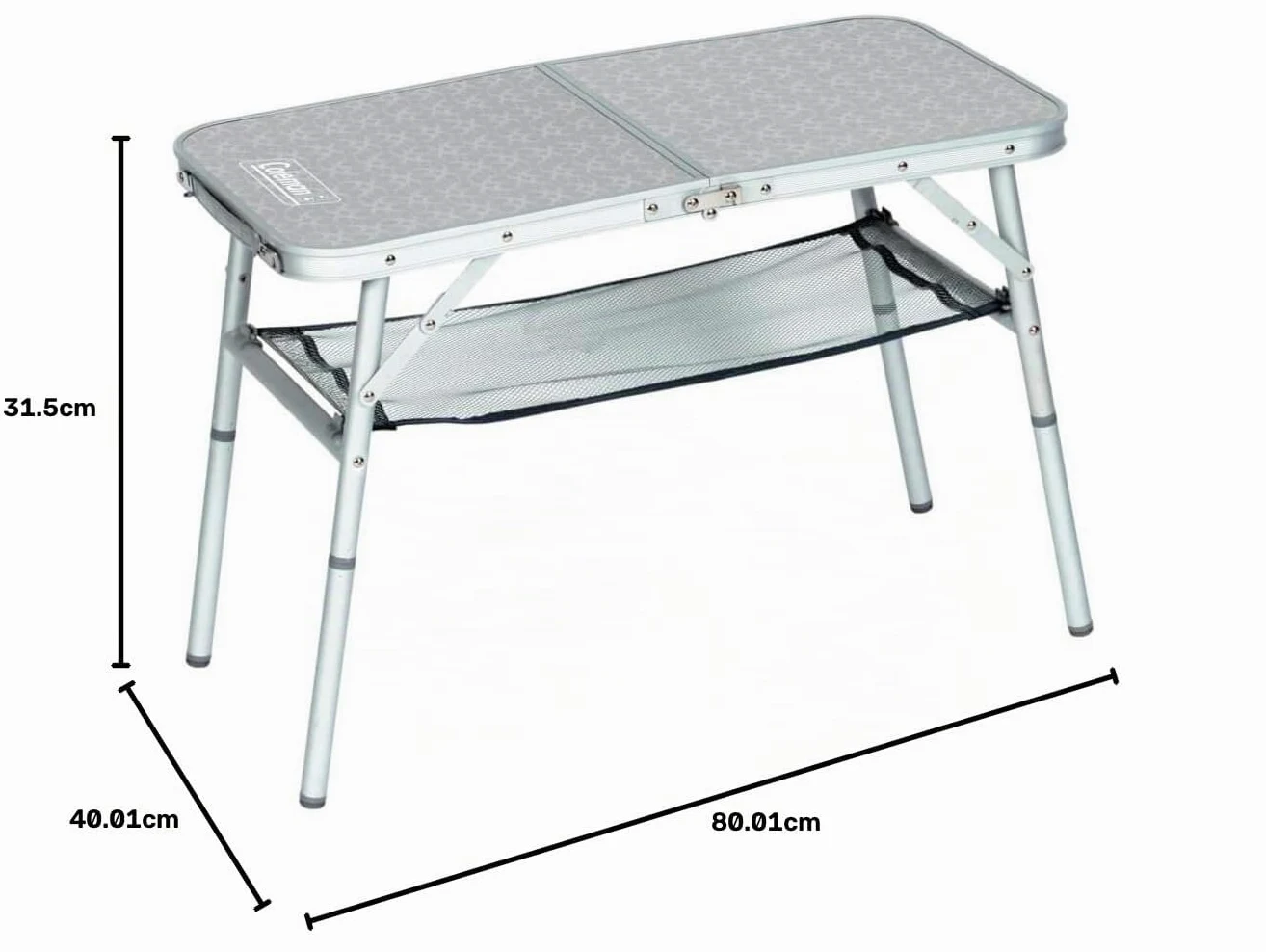 Coleman Playa Multialtura - Mesa Acampada con Bandeja antiarena, 80 x 40 cm