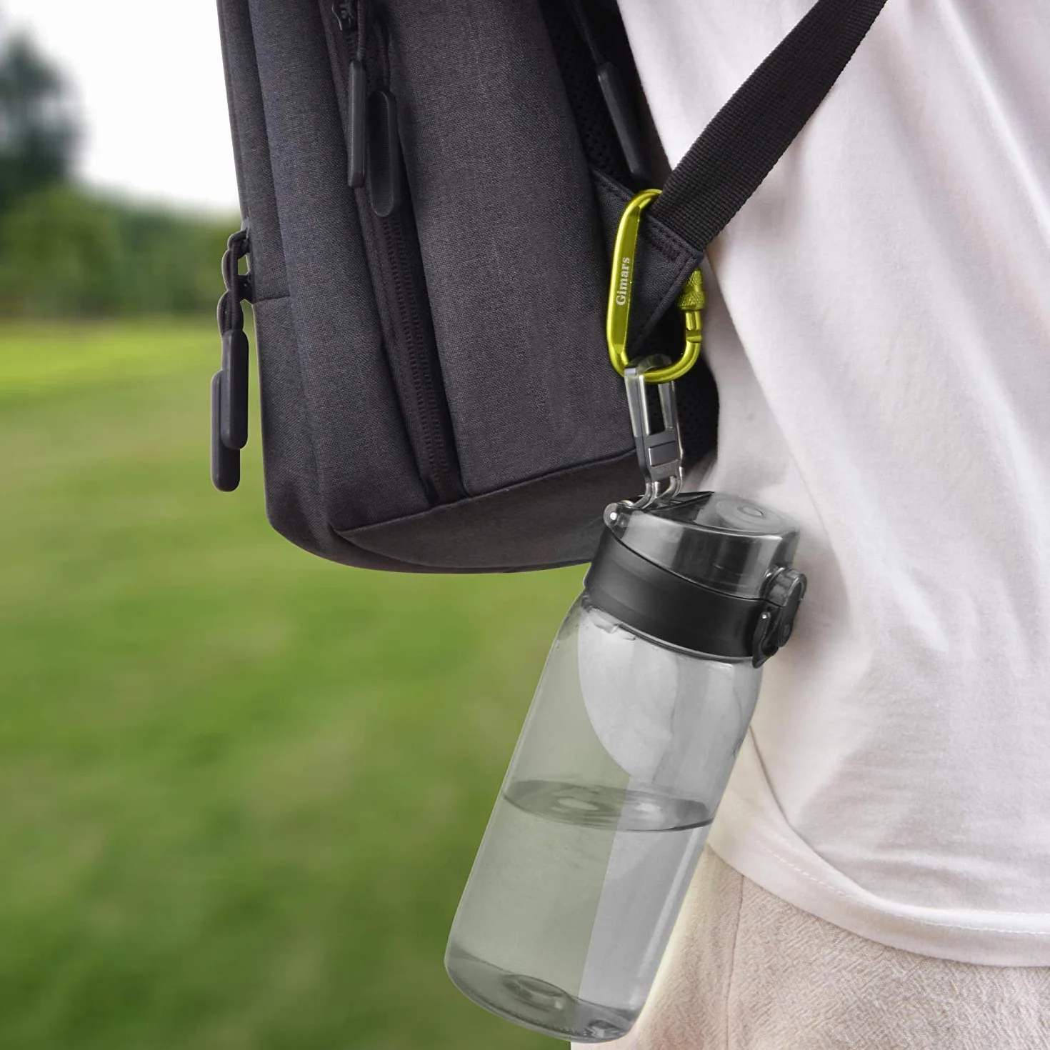 Gimars Juego de 10 Mosquetones D Aluminio con Tuerca 6*6*3.3 cm, Cierre de Mosquetón con Resorte para Camping, Senderismo, Gimnasio, Pesca y Mochilero Herramienta Resistente y Ligera al Aire Libre