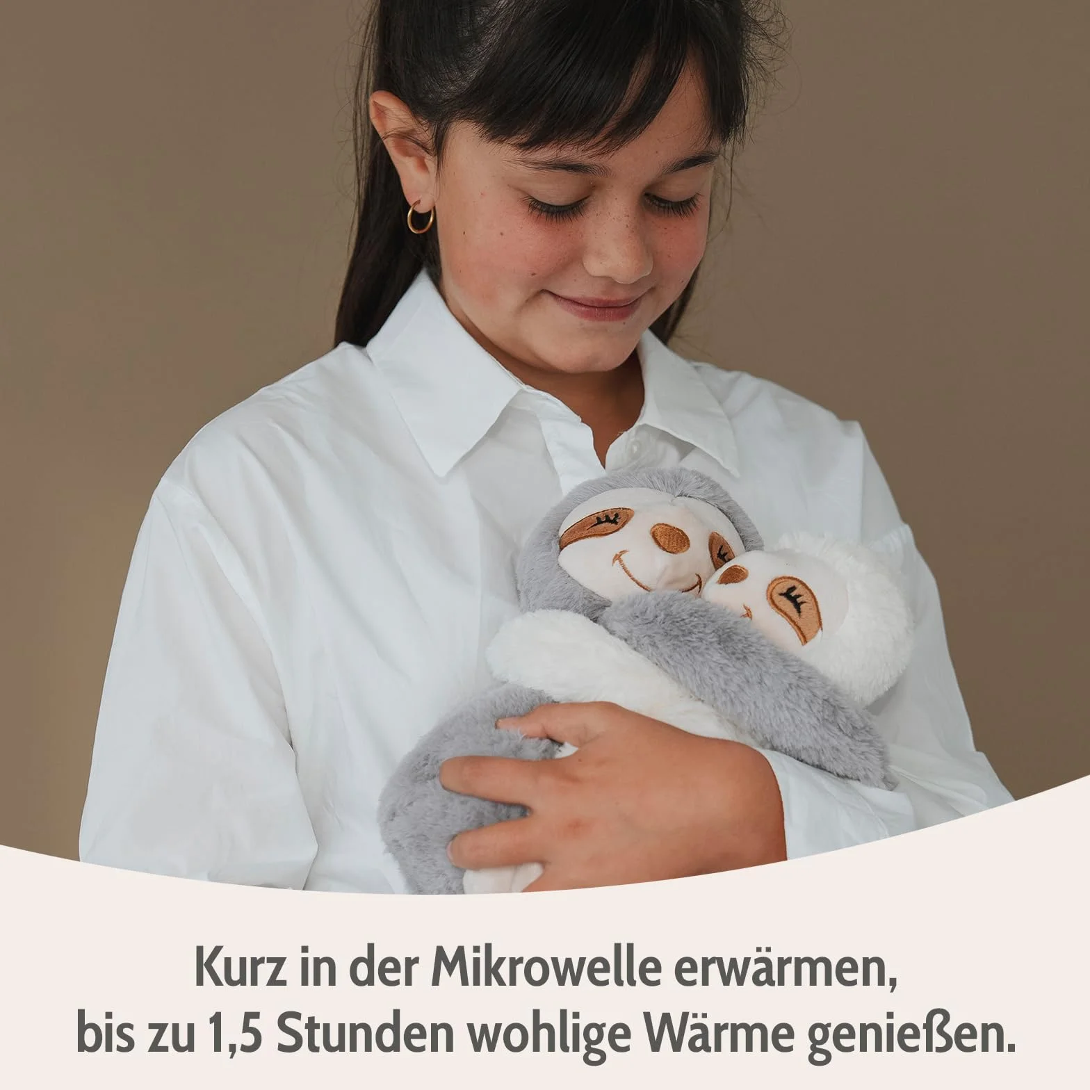 Habibi Plush Premium Hugys Perezoso Mamá (Gris) Niño (Crema) Cojín térmico microondas horno