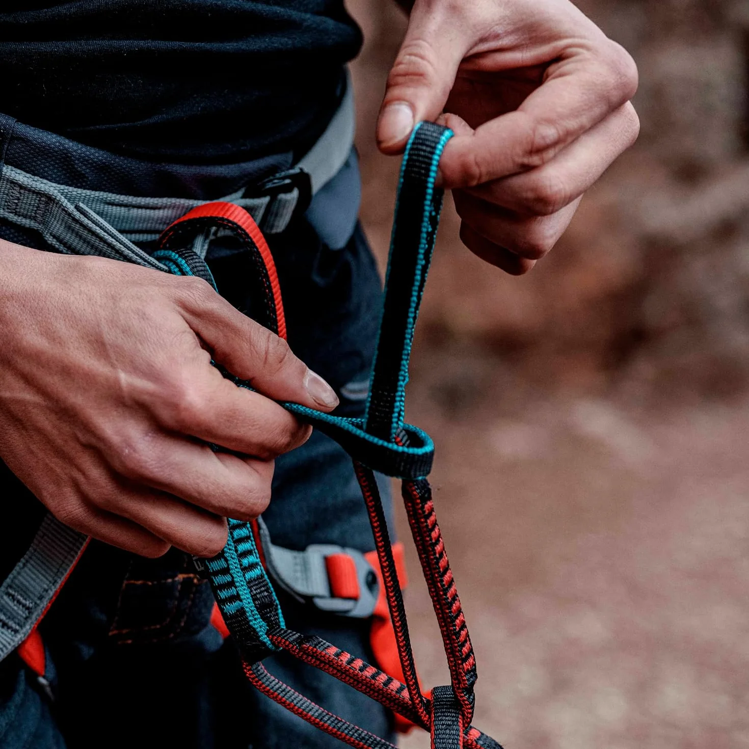 FIXE - Cabo de Anclaje Multichain Cinchless 90 cm en HMPE, Cinta Ajustable para Escalada y Alpinismo, Sistema sin Estrangular el Arnés, Resistencia 22 kN, Certificación EN566 y UIAA 104